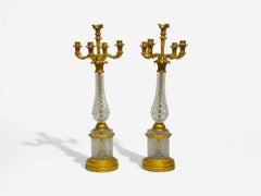 Hollywood Regency, Cut Crystal, Gilt Brass, Candelabras, France, 1930s