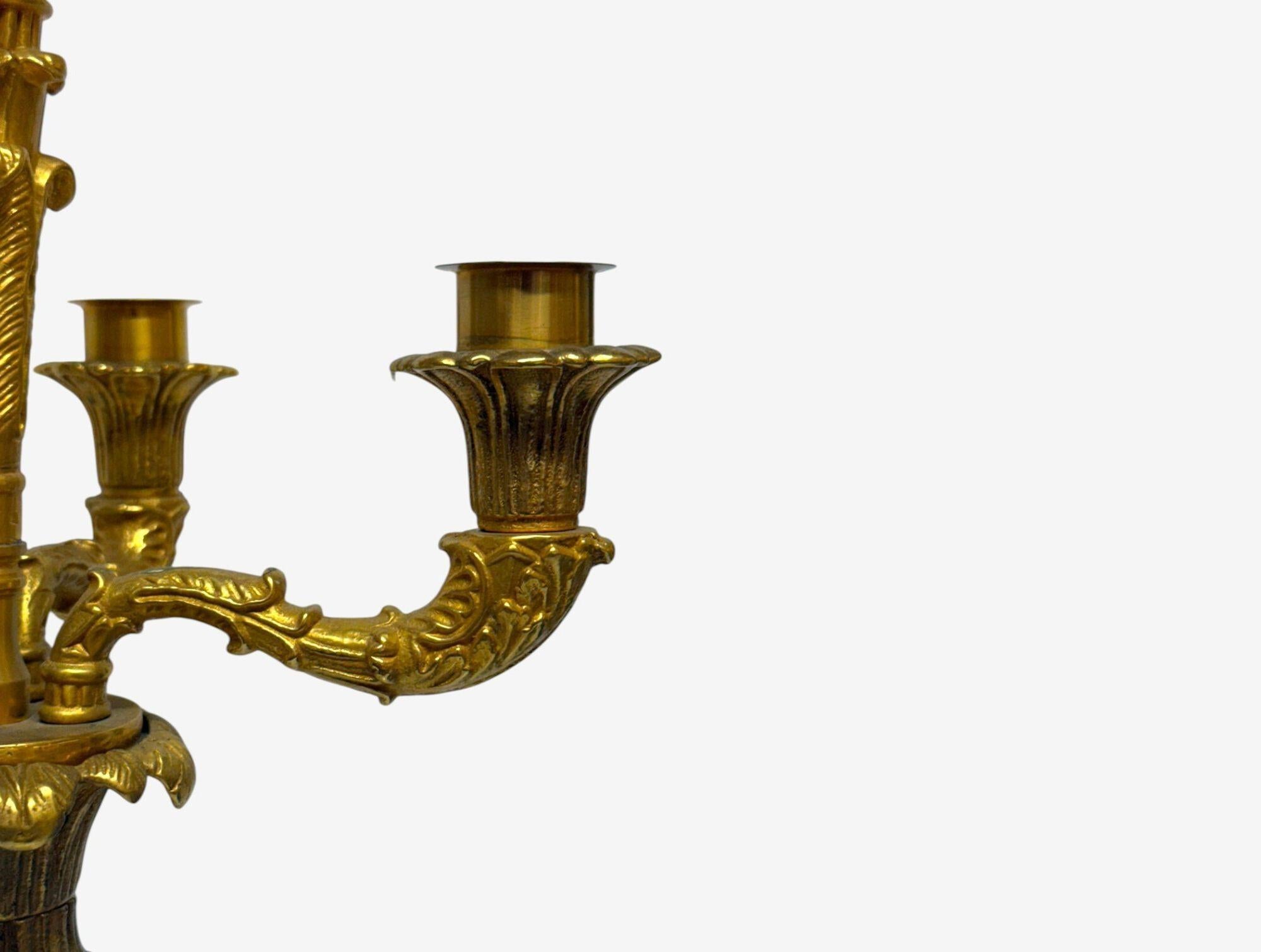 Bronze Hollywood Regency, Cut Crystal, Gilt Brass, Candelabras, France, 1930s For Sale