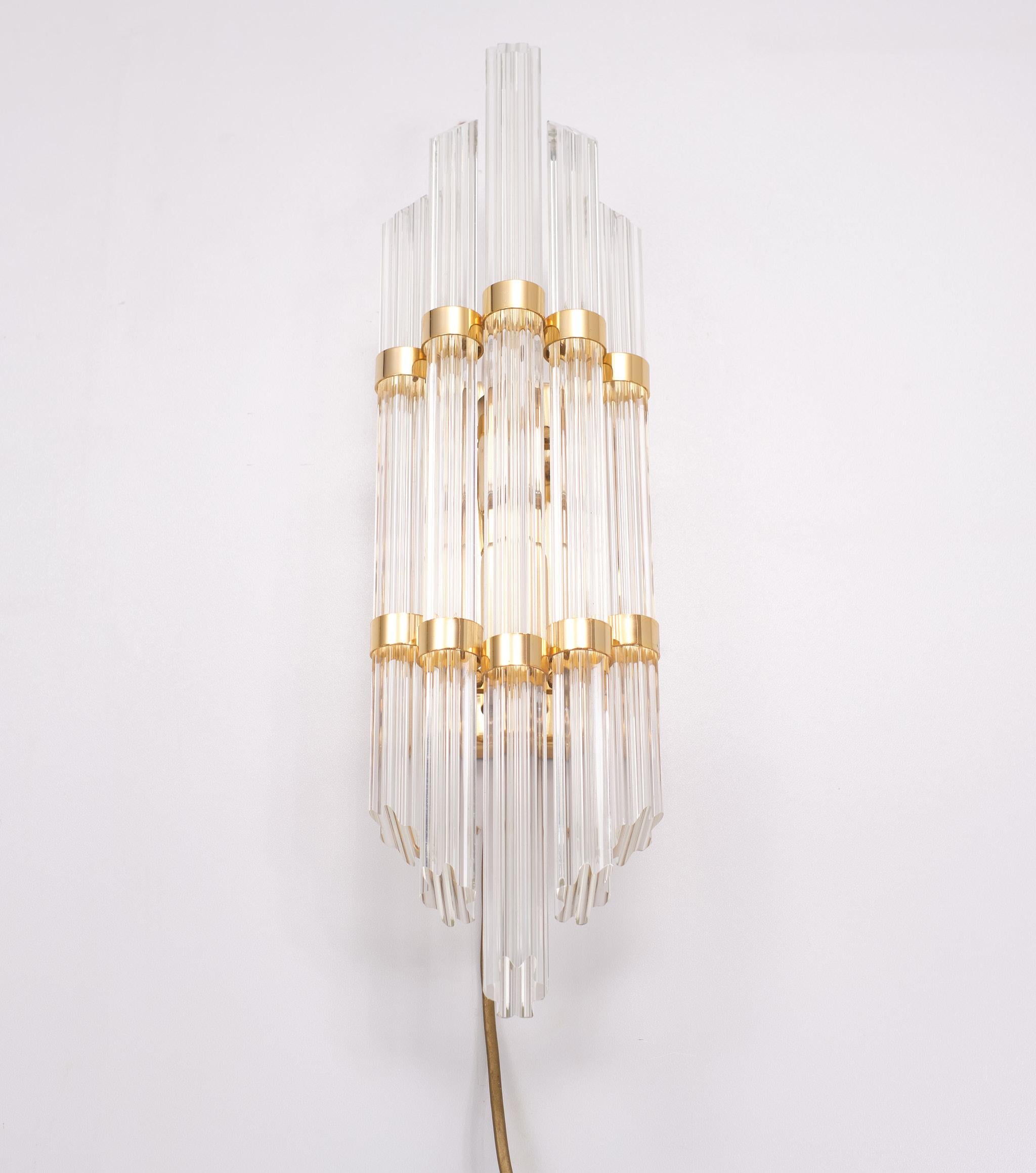 Late 20th Century Hollywood Regency Cut Crystal Glass Venini Wall Lamp, 1970s  For Sale