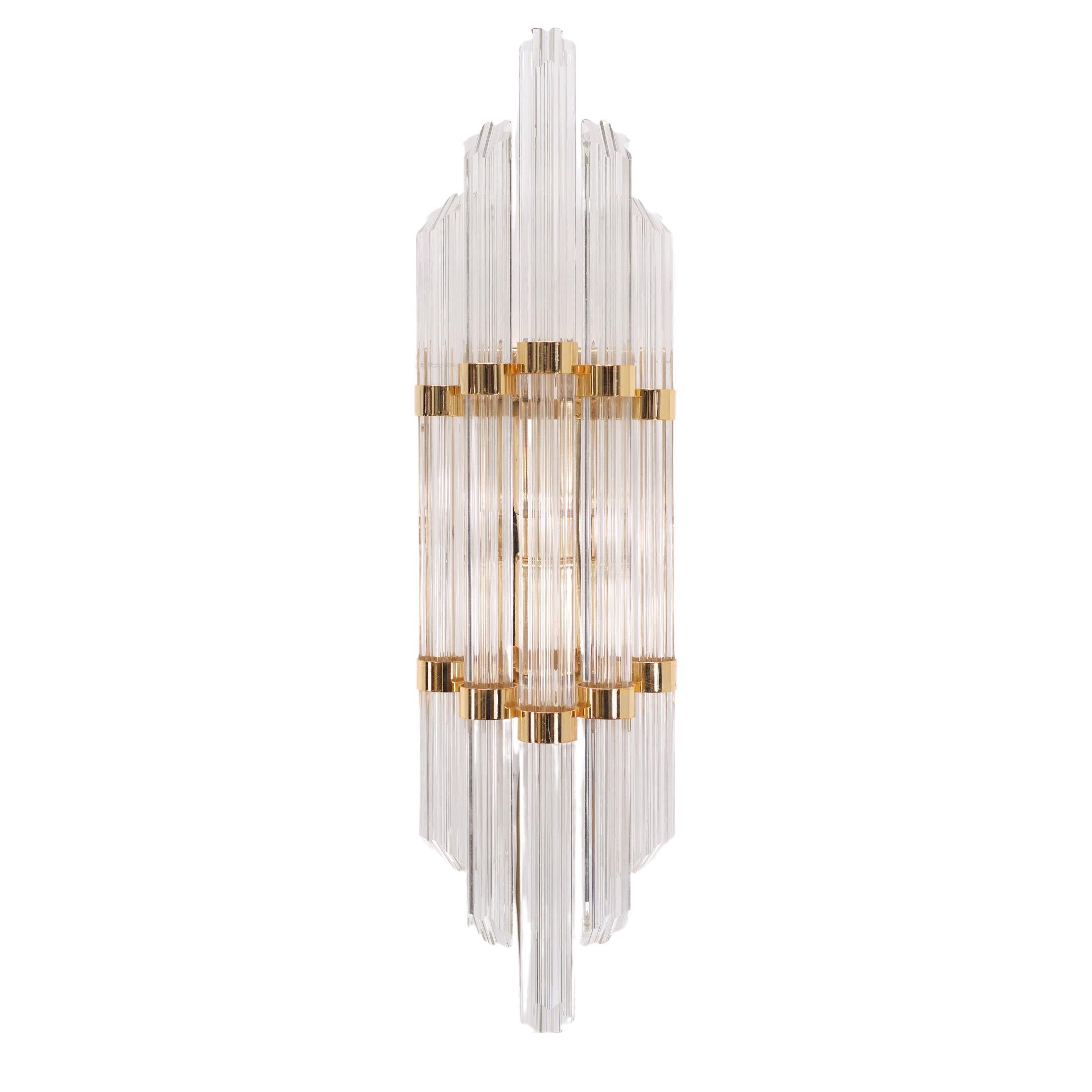 Hollywood Regency Cut Crystal Glass Venini Wall Lamp, 1970s 