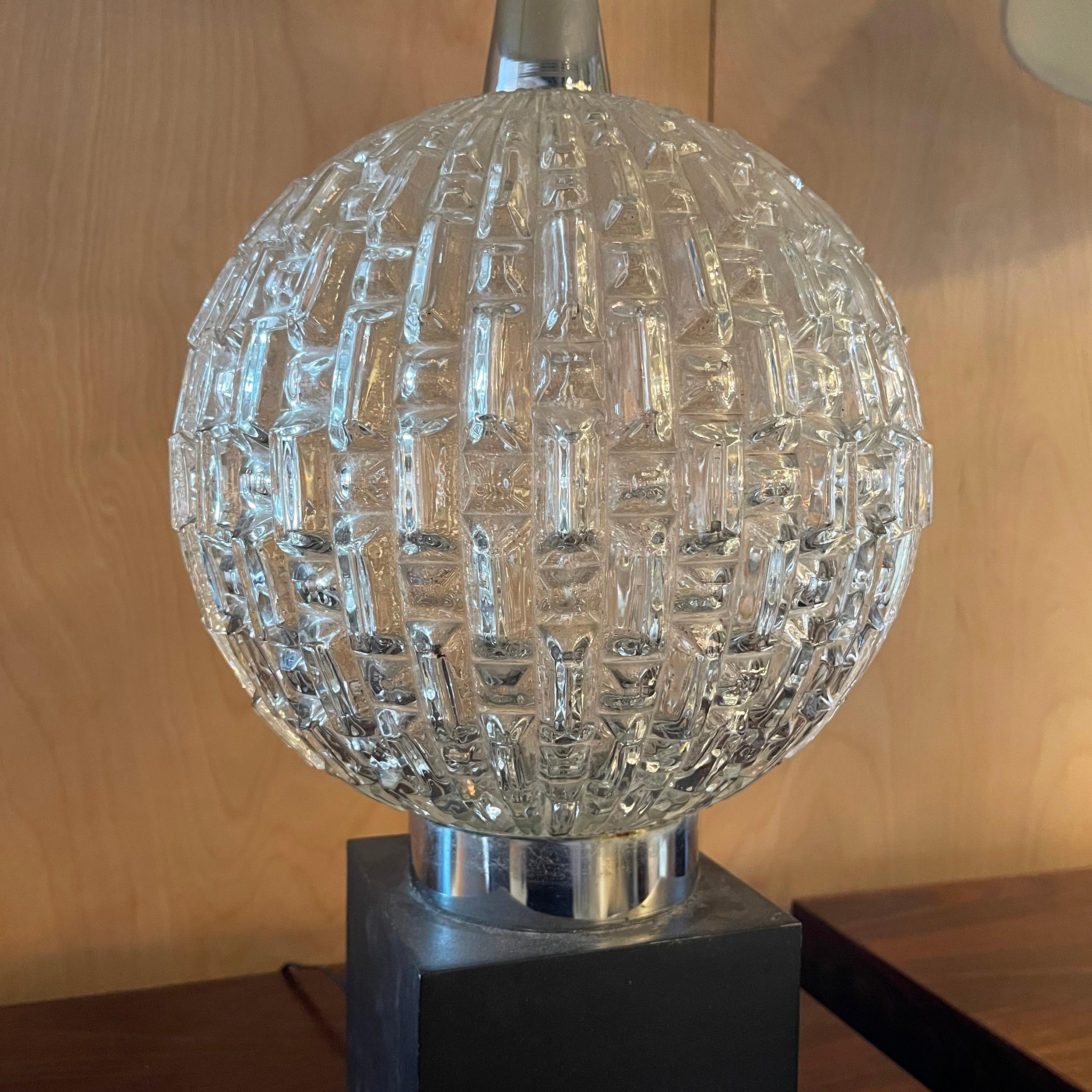 Hollywood Regency Cut Glass Globe Table Lamps 6