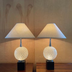 Hollywood Regency Cut Glass Globe Table Lamps