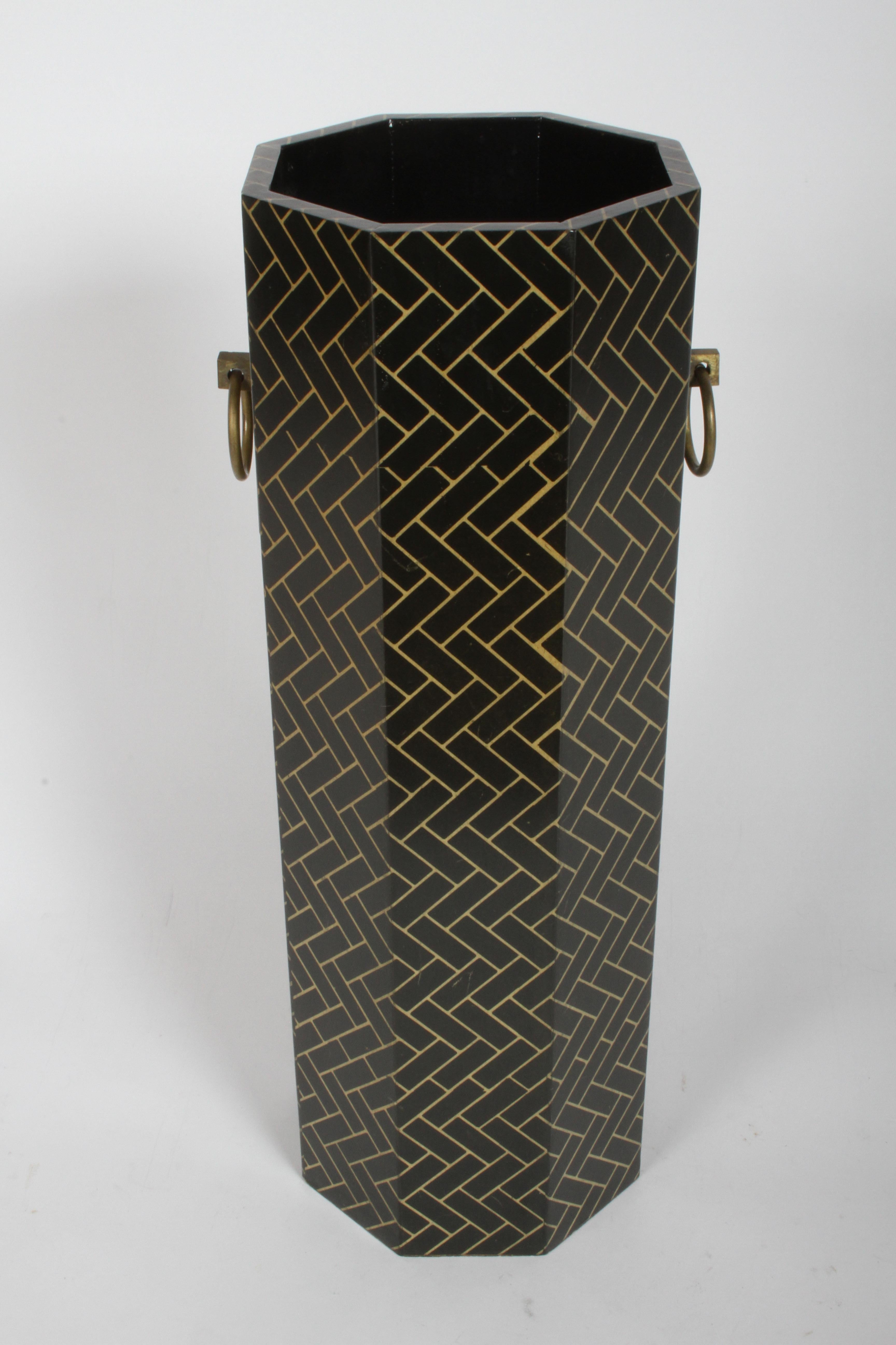Hollywood Regency David Hicks Style Patterned Umbrella Stand In Good Condition In St. Louis, MO