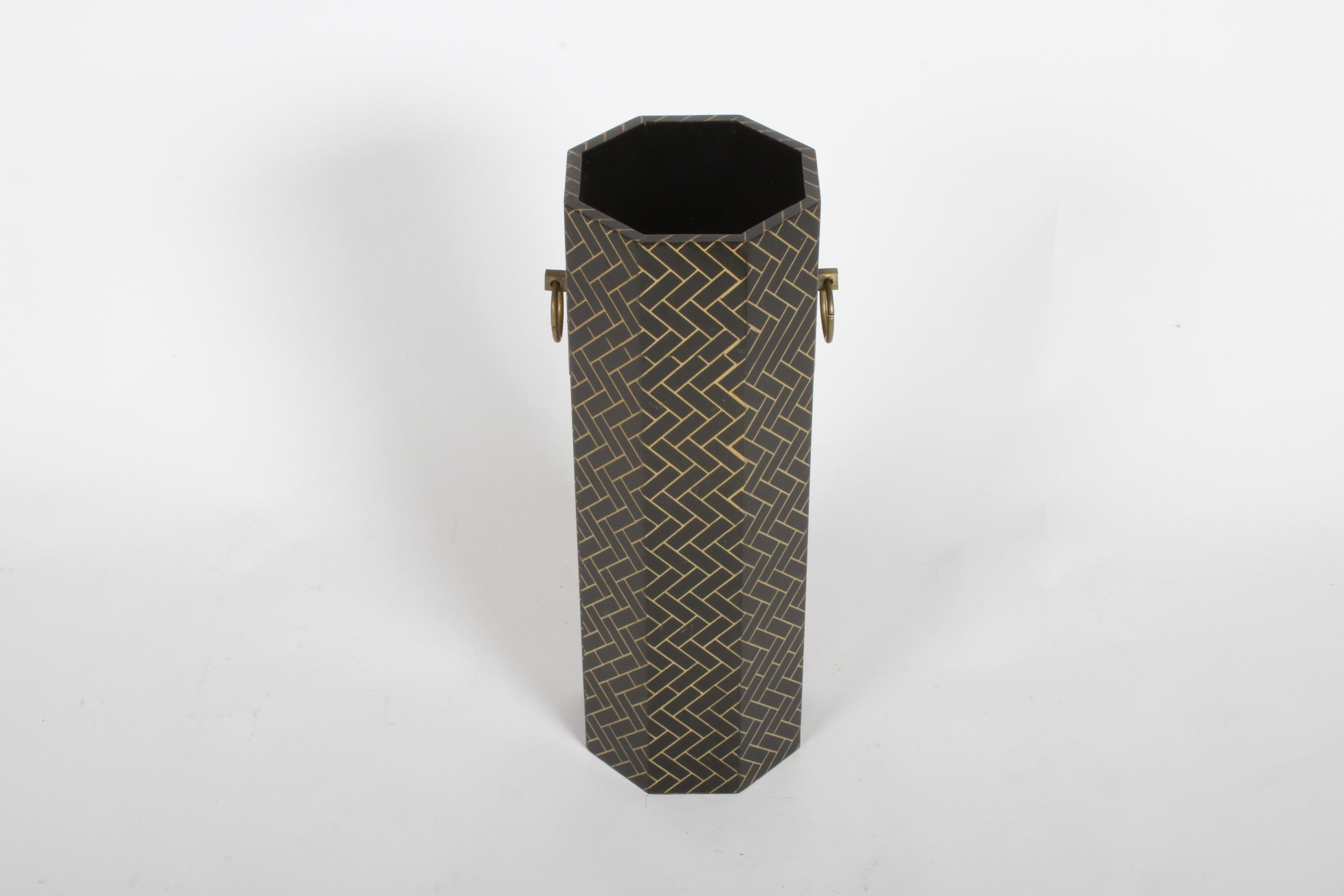 Late 20th Century Hollywood Regency David Hicks Style Patterned Umbrella Stand