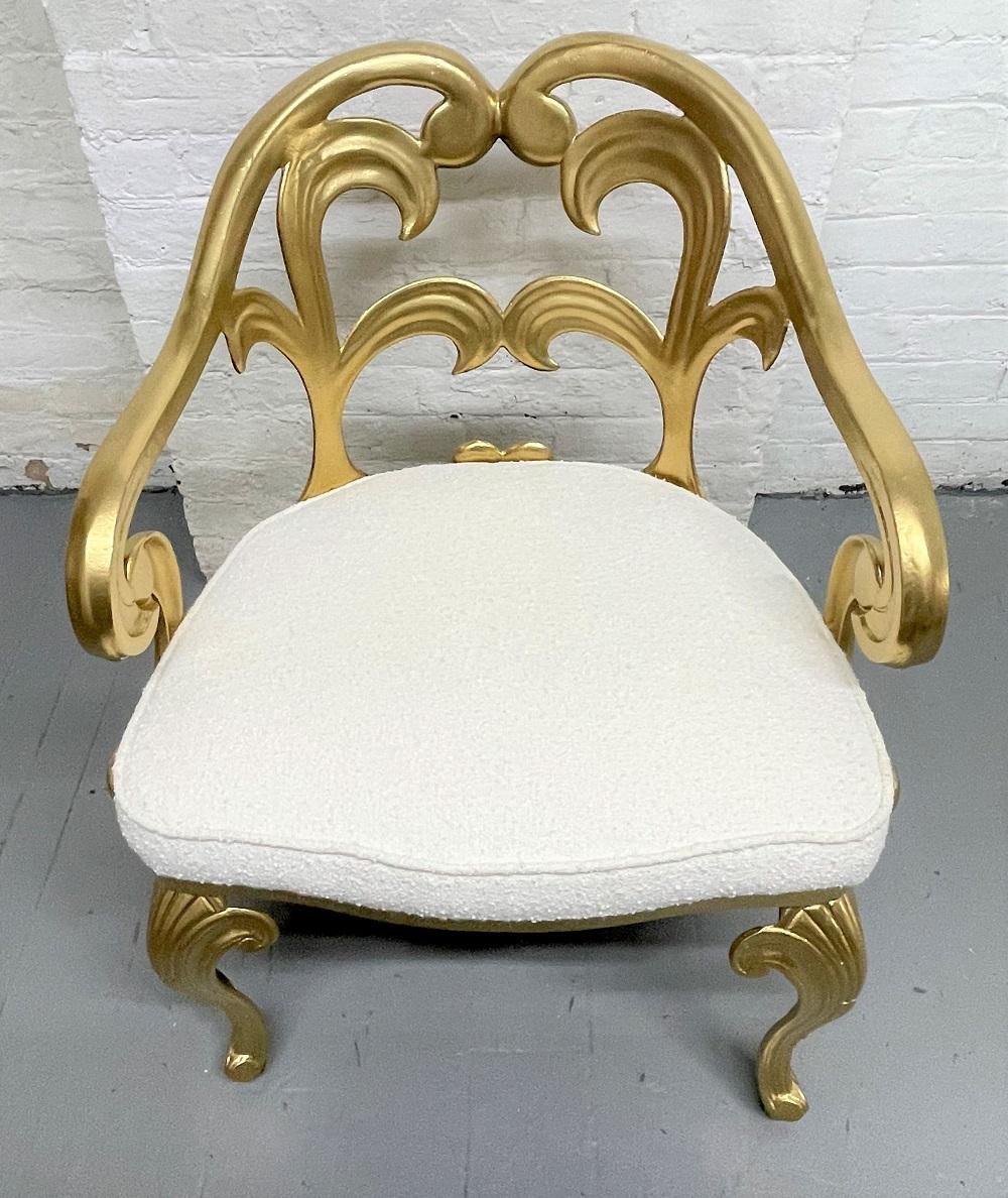 Hollywood Regency Decorative Armchair w/ Bouclé Seat In Good Condition For Sale In New York, NY