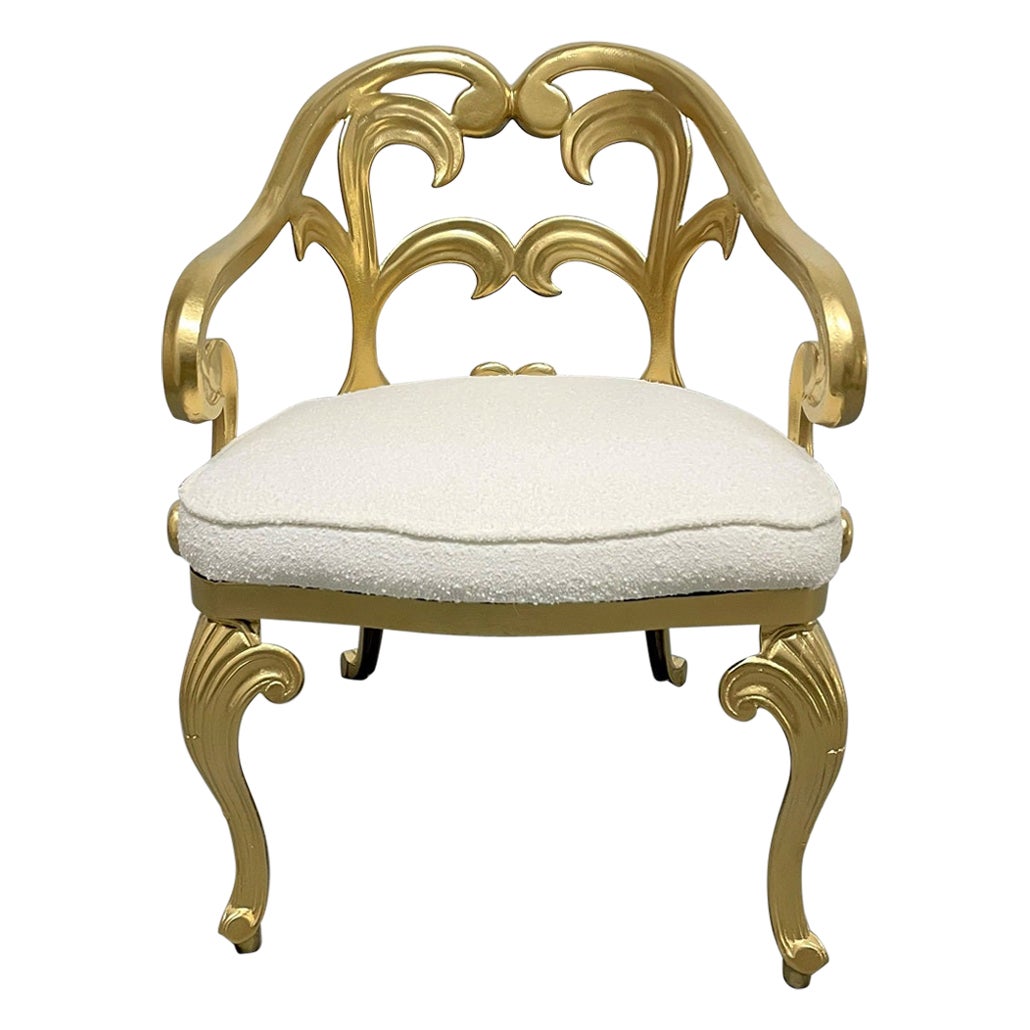 Fauteuil décoratif Hollywood Regency avec assise Boucl