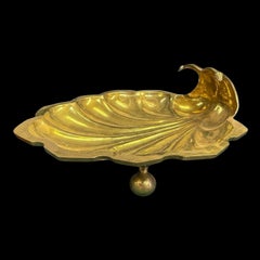 Hollywood Regency Decorative Crafts Brass Shell Grotto Serving Dish Cachepot