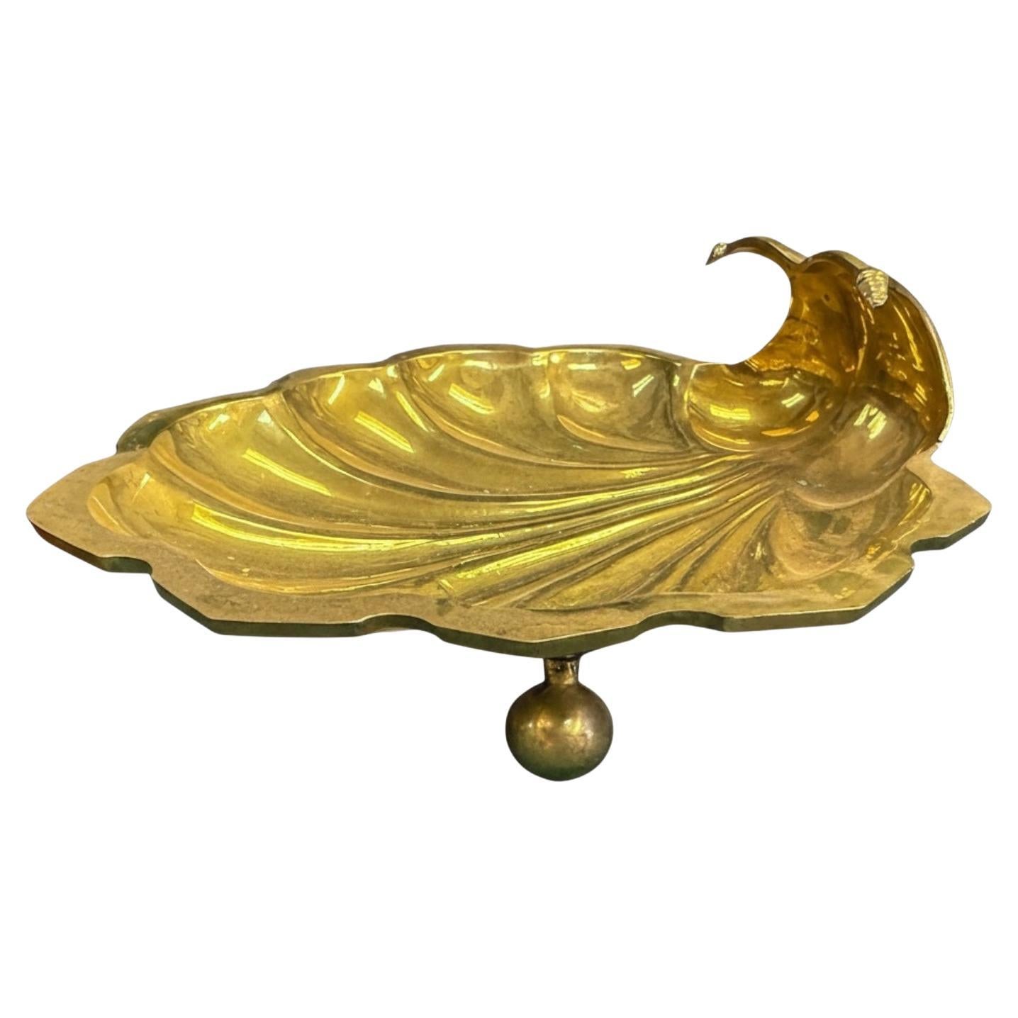 Hollywood Regency Decorative Crafts Brass Shell Grotto Serving Dish Cachepot For Sale