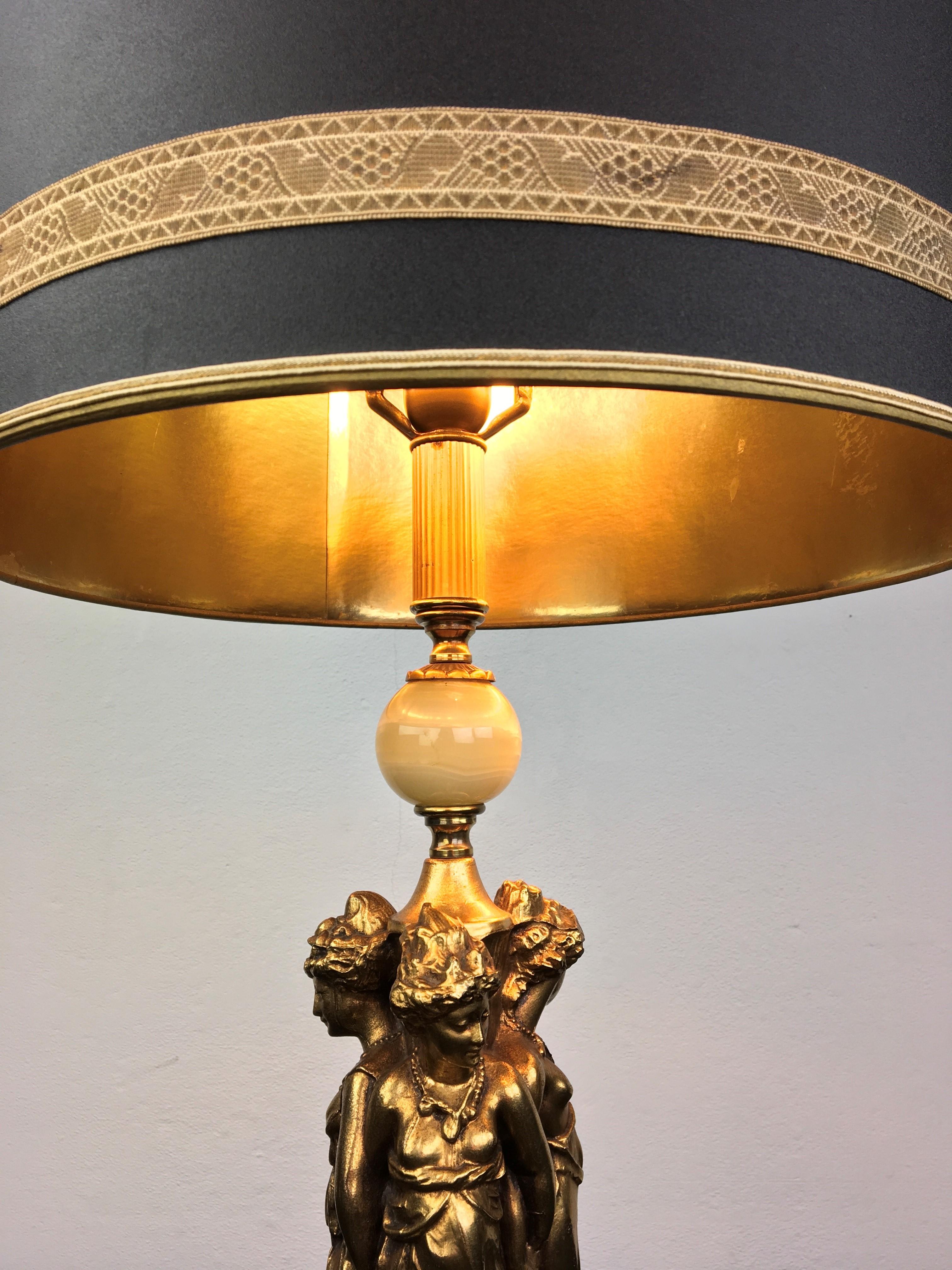 Belgian Hollywood Regency Godess Table Lamp, Deknudt, 1970s For Sale