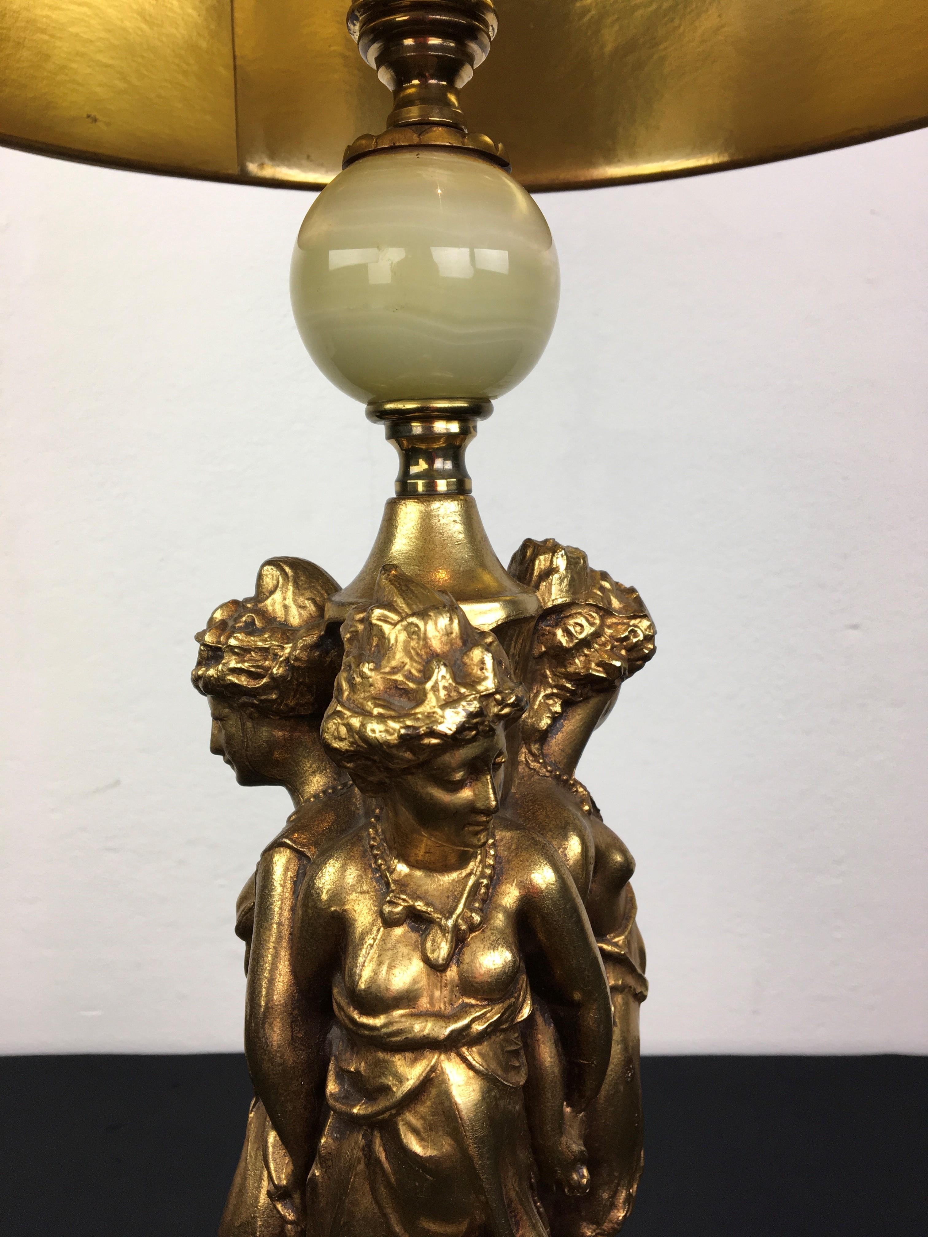 Hollywood Regency Godess Table Lamp, Deknudt, 1970s In Good Condition For Sale In Antwerp, BE