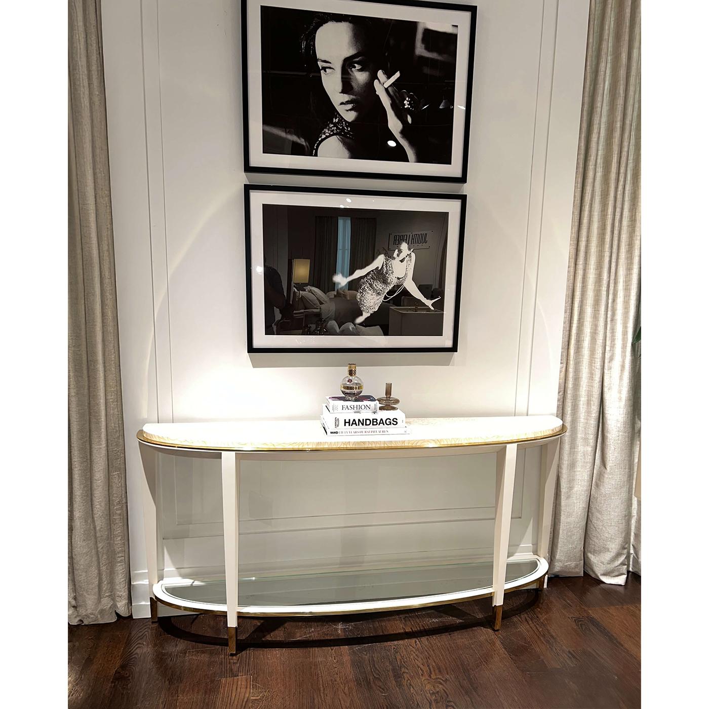 Hollywood Regency Demilune Console Table In New Condition For Sale In Westwood, NJ