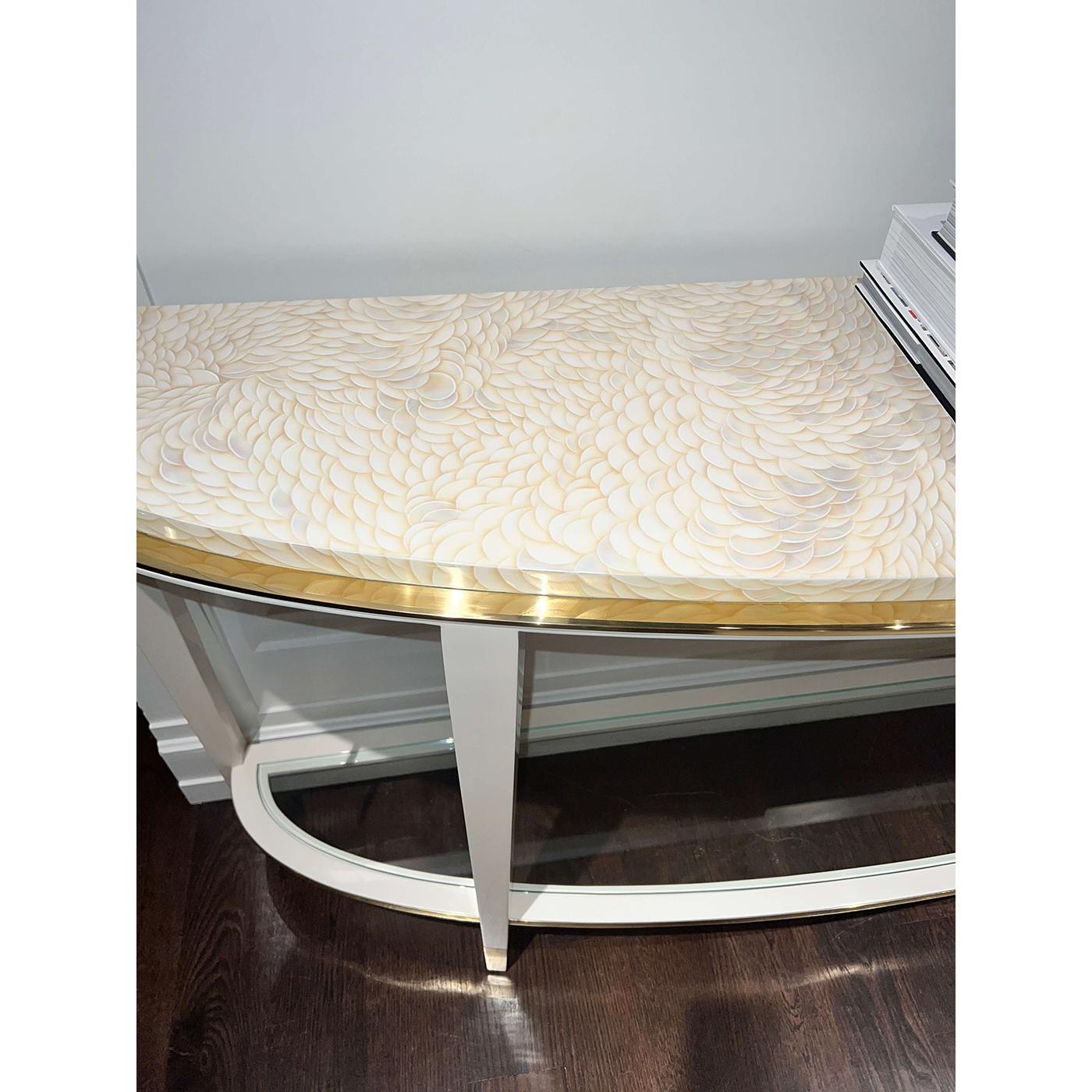 Contemporary Hollywood Regency Demilune Console Table For Sale