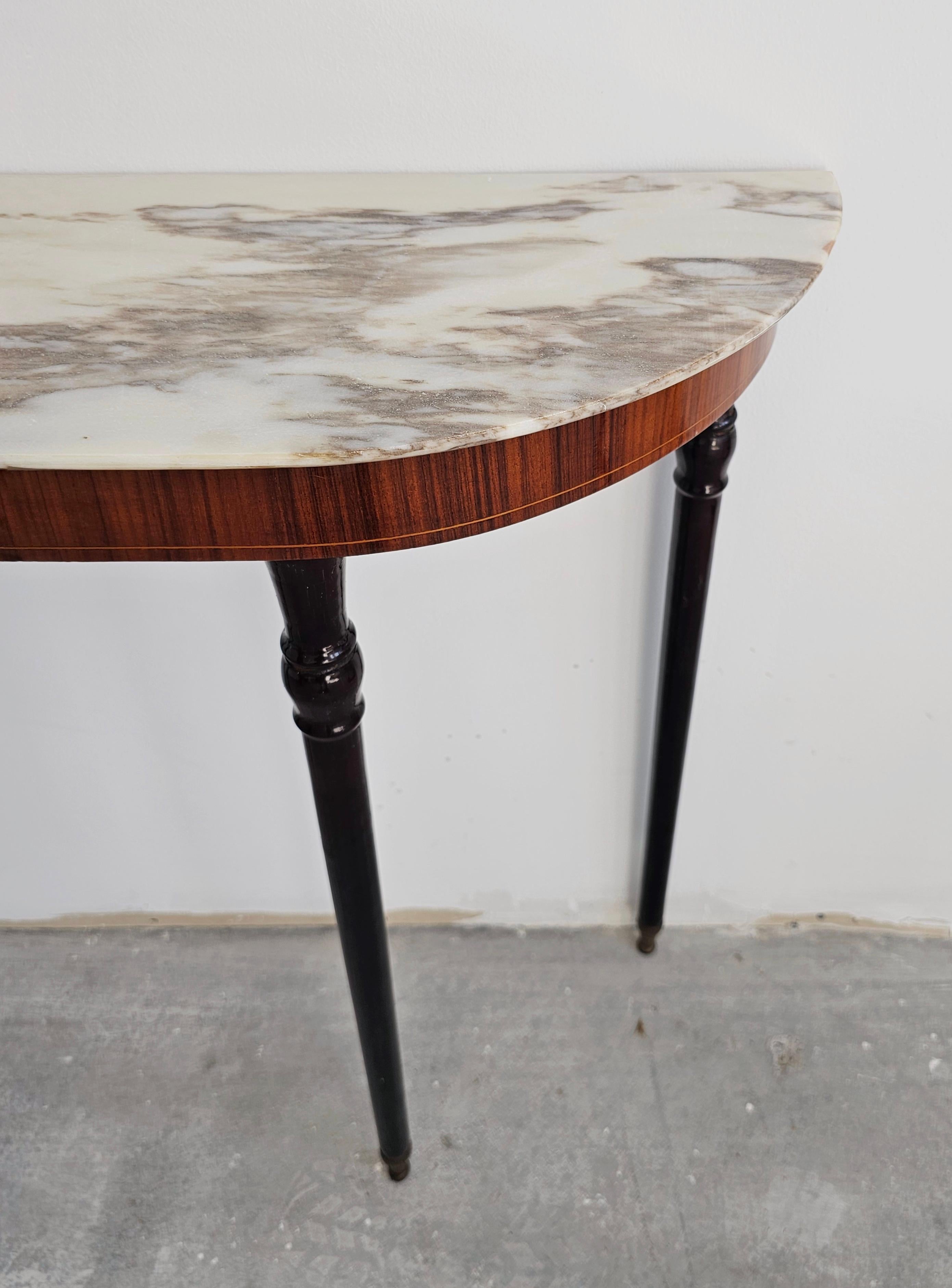 Hollywood Regency Demilune Console Table with Calacatta Gold Marble Top 1