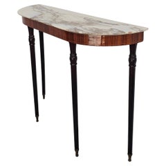 Hollywood Regency Demilune Console Table with Calacatta Gold Marble Top
