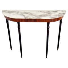 Hollywood Regency Demilune Console Table with Calacatta Gold Marble Top