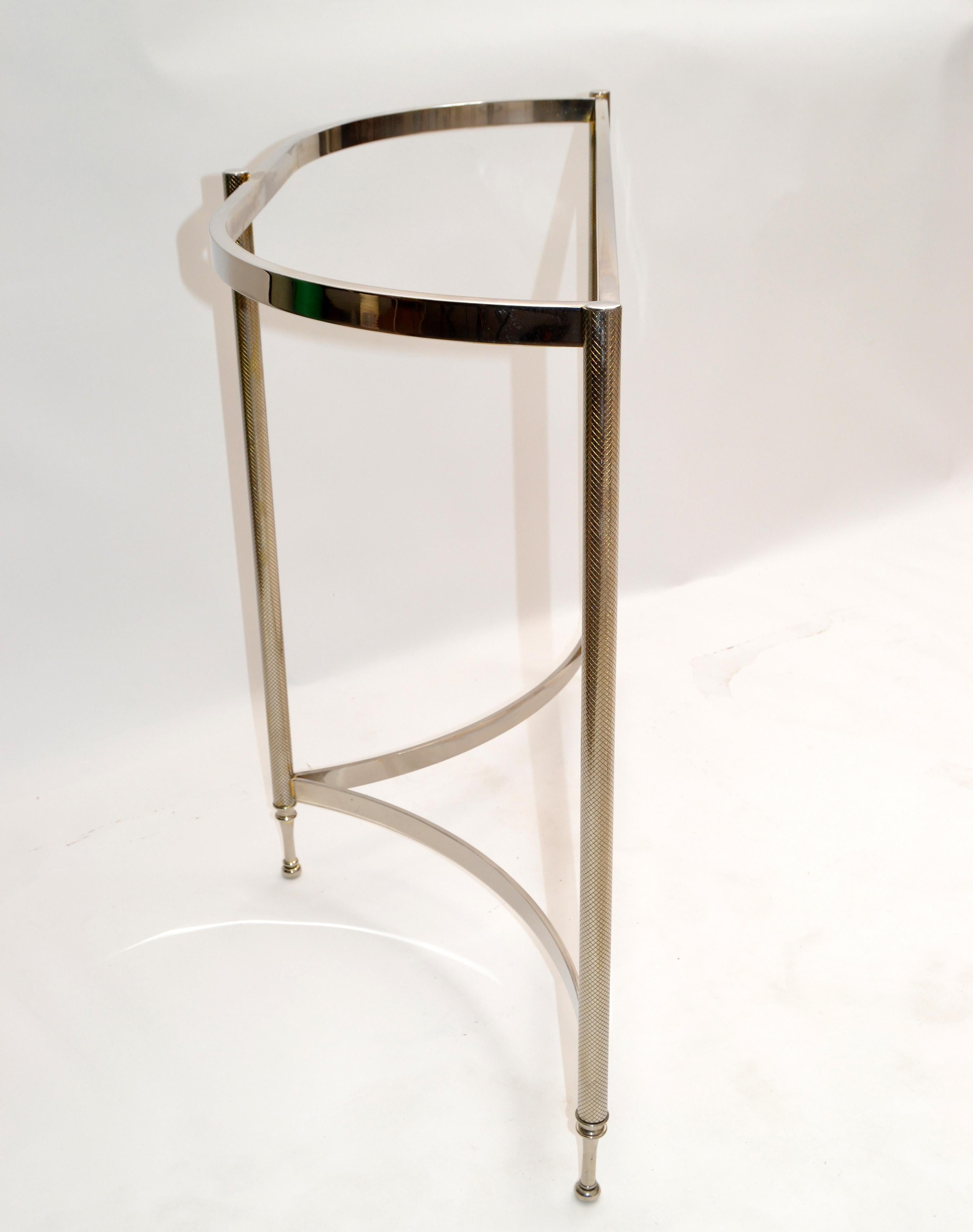 Table console demi-lune en chrome poli Hollywood Regency en vente 6