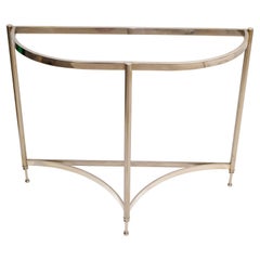 Hollywood Regency-Konsolentisch aus poliertem Chrom mit Demilunen
