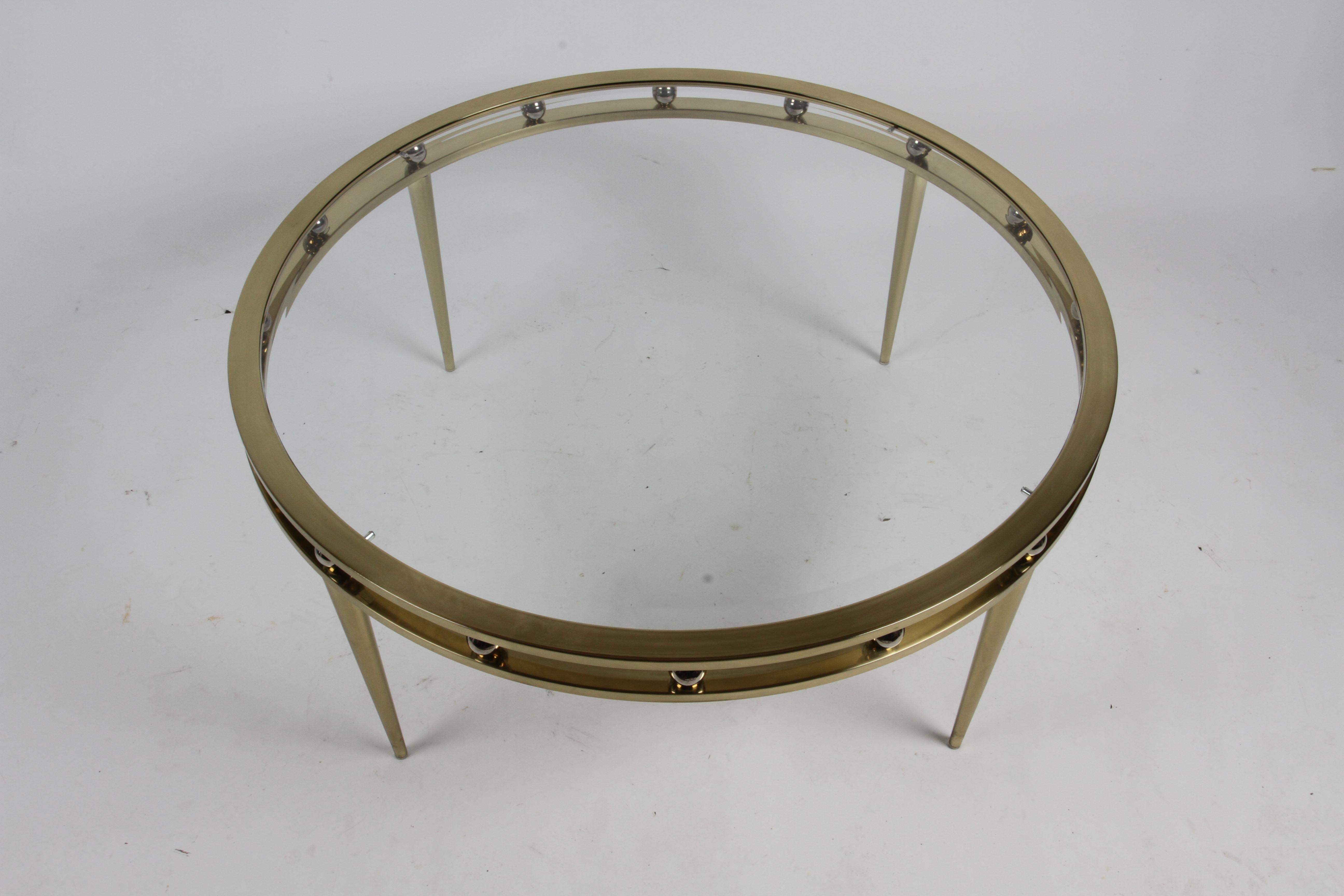Unknown Hollywood Regency, Design Institute America, Brass & Glass Round Coffee Table