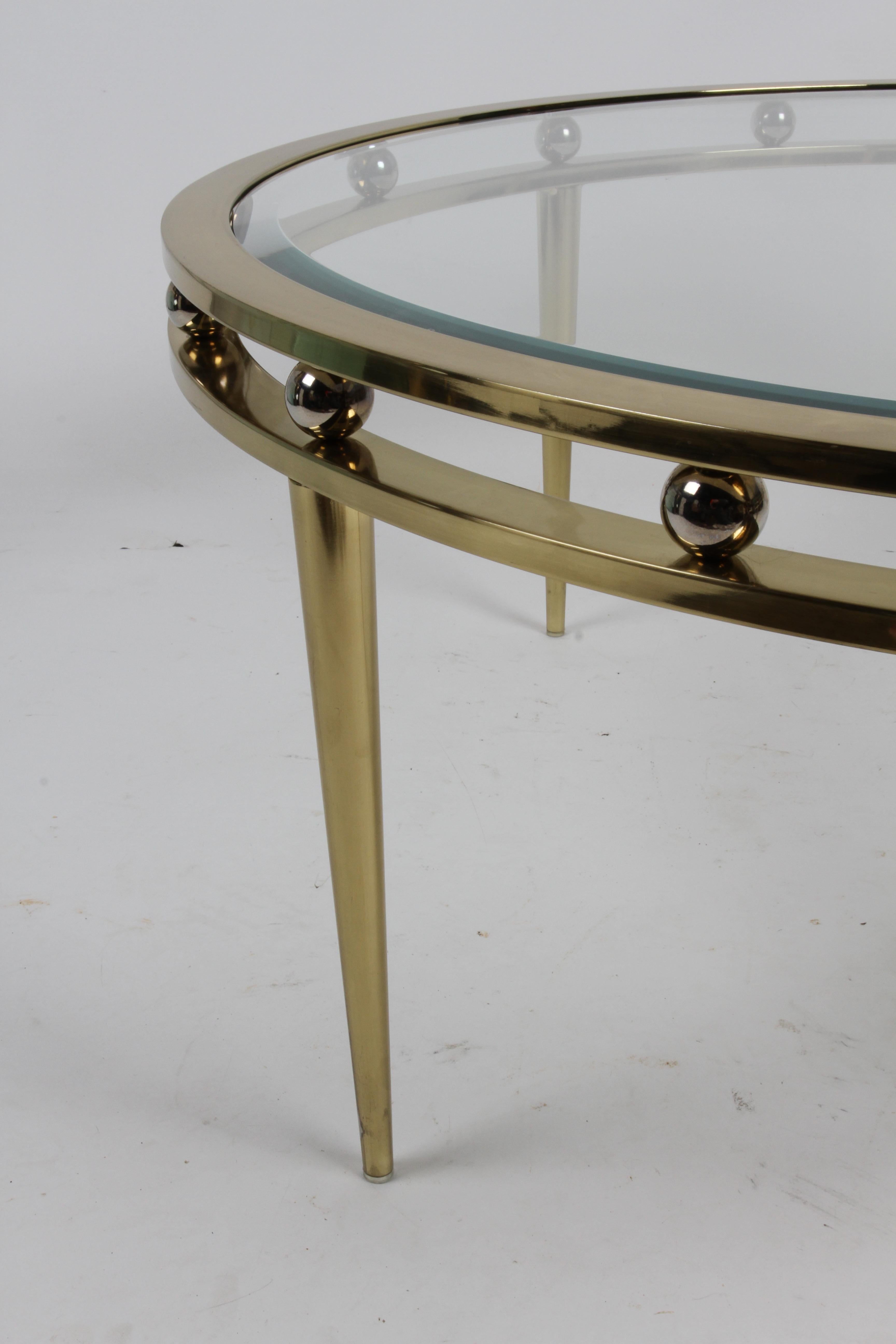 Hollywood Regency, Design Institute America, Brass & Glass Round Coffee Table 1