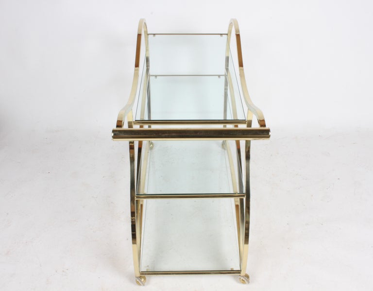 Hollywood Regency Design Institute of America Brass & Glass Sculptural Bar Cart For Sale 9