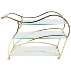 Hollywood Regency Design Institute of America Brass & Glass Sculptural Bar Cart 