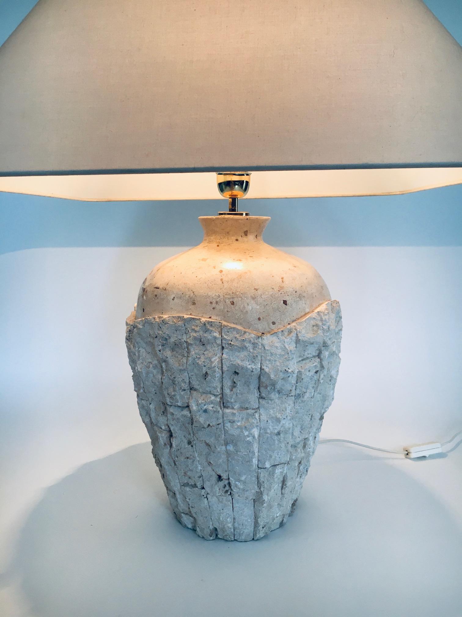 Hollywood Regency Design Mactan Stone Table Lamp Set, 1970's Italy For Sale 6