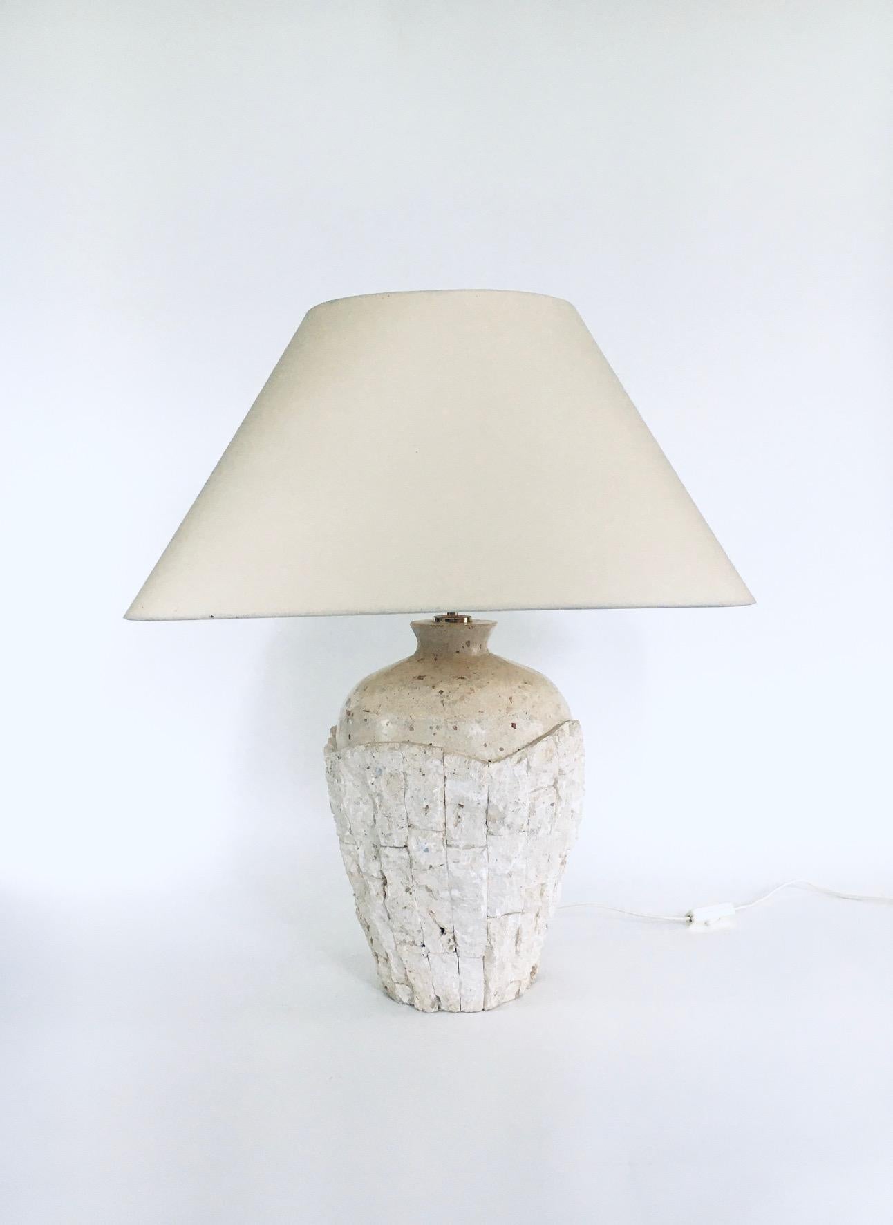 Hollywood Regency Design Mactan Stone Table Lamp Set, 1970's Italy For Sale 9