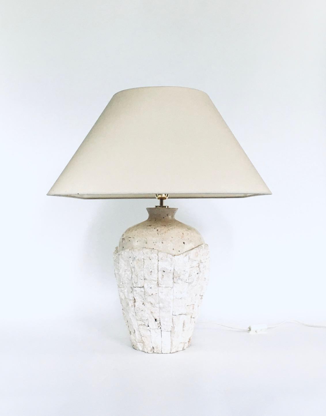 Hollywood Regency Design Mactan Stone Table Lamp Set, 1970's Italy 10