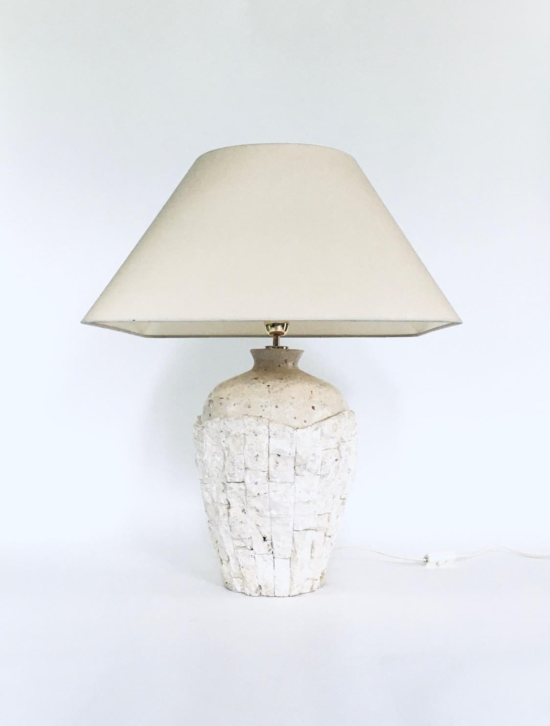 Hollywood Regency Design Mactan Stone Table Lamp Set, 1970's Italy For Sale 11