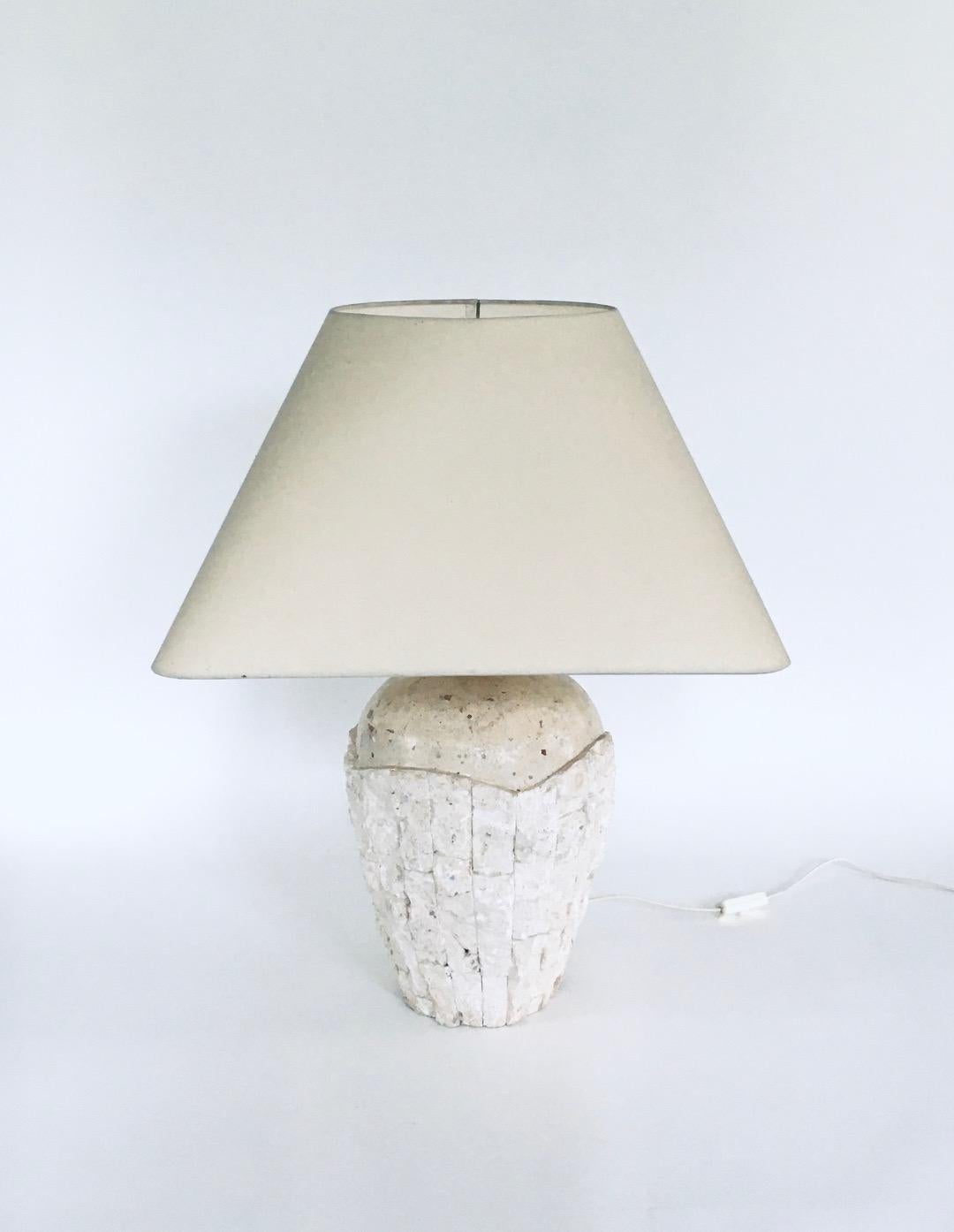 Hollywood Regency Design Mactan Stone Table Lamp Set, 1970's Italy For Sale 12