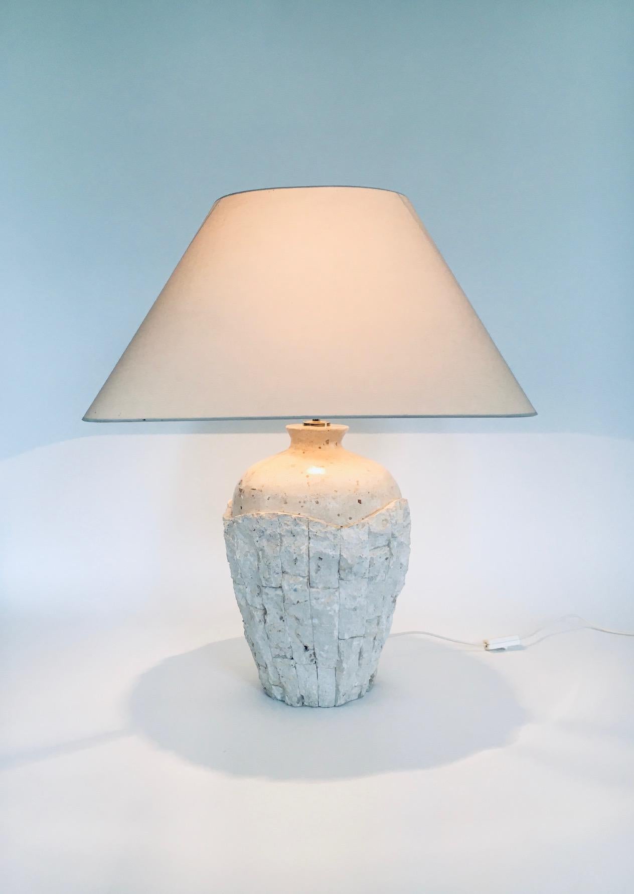 Hollywood Regency Design Mactan Stone Table Lamp Set, 1970's Italy For Sale 2