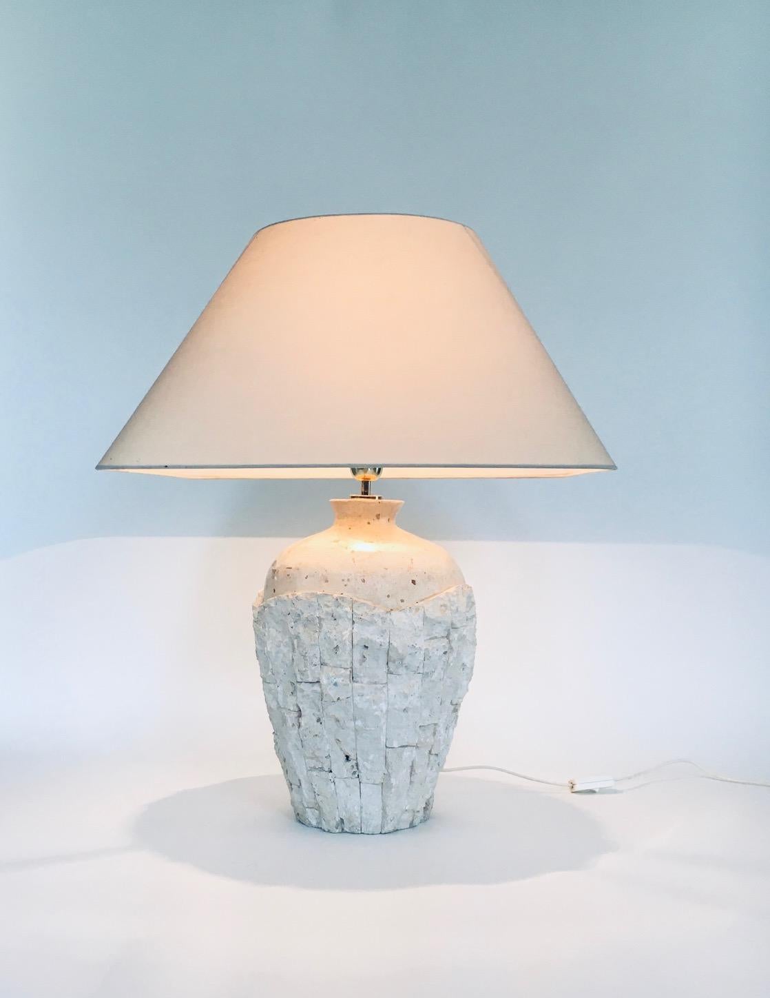 Hollywood Regency Design Mactan Stone Table Lamp Set, 1970's Italy 3