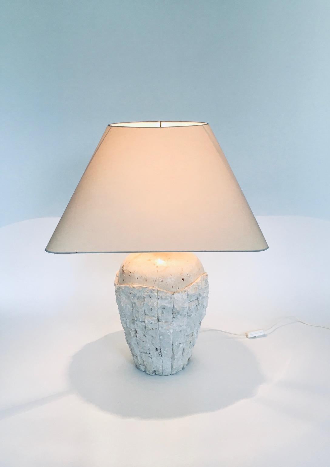 Hollywood Regency Design Mactan Stone Table Lamp Set, 1970's Italy 4