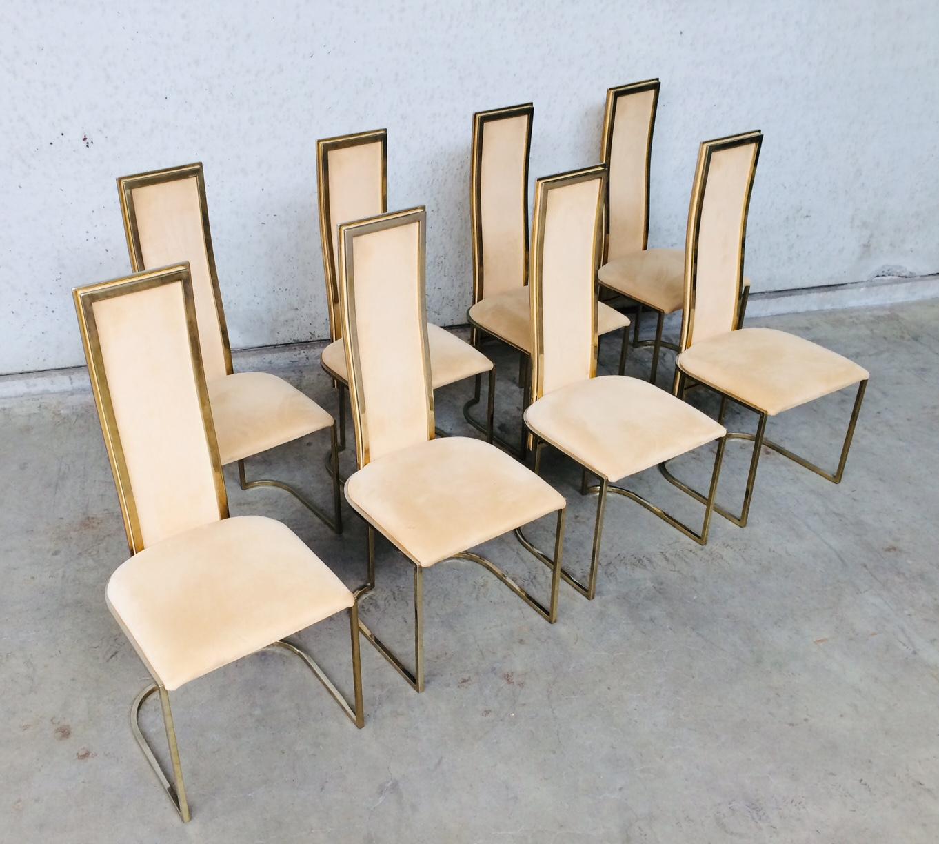Hollywood Regency Design Set of 8 Dining Chairs by Belgo Chrom, 1970's In Good Condition For Sale In Oud-Turnhout, VAN