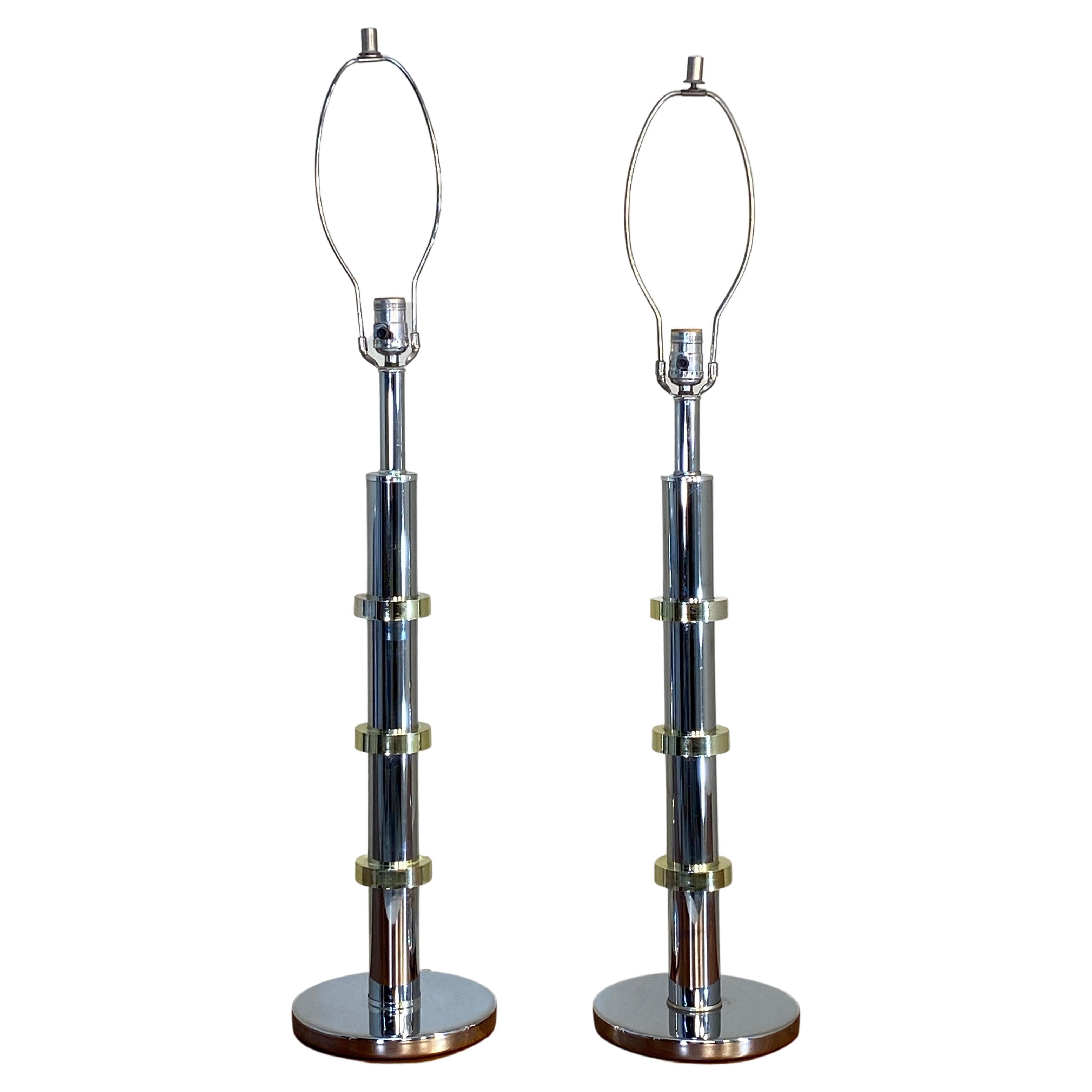 Hollywood Regency Designer Table Lamp Set For Sale