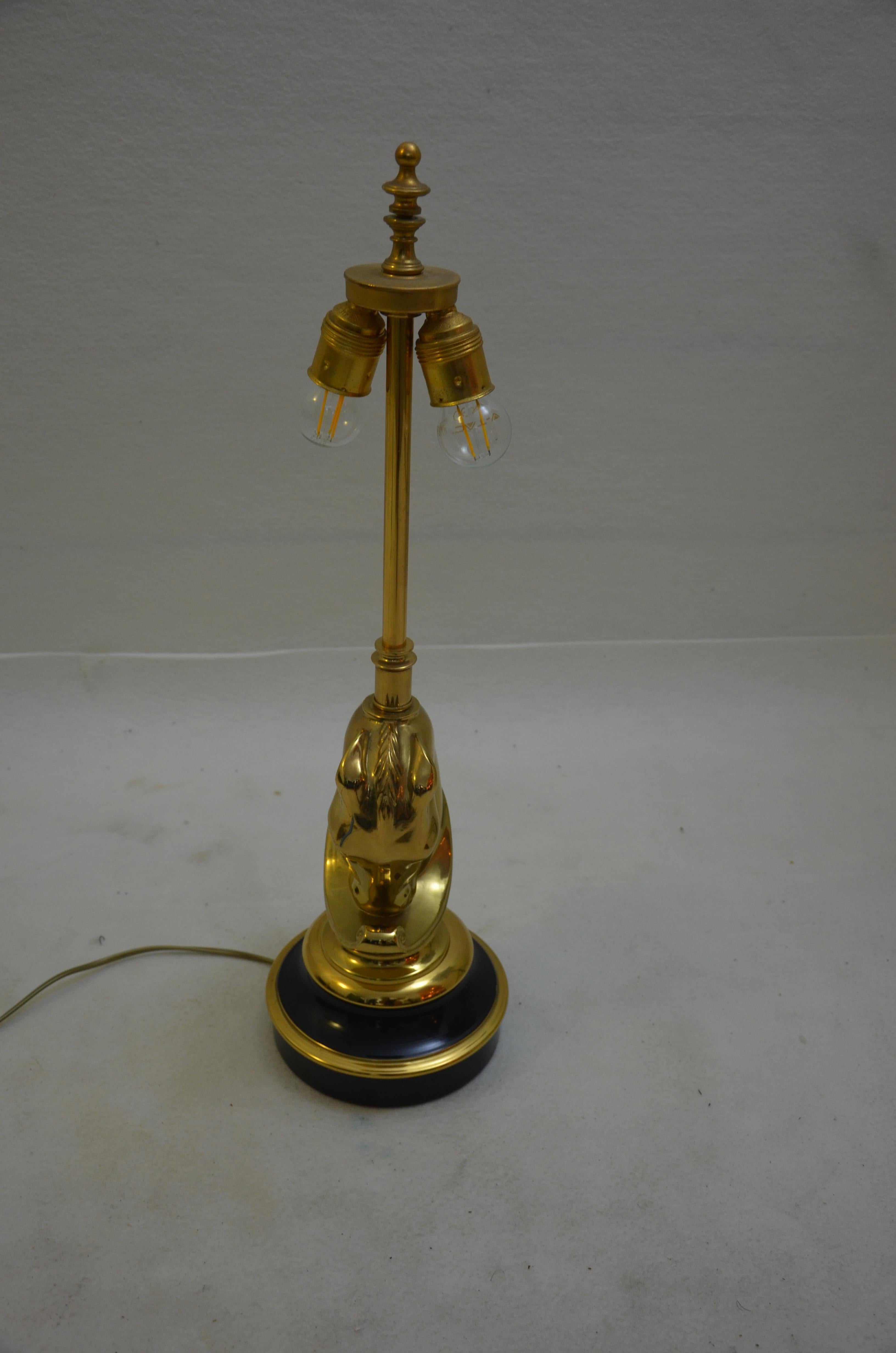 Hollywood Regency Desk Lamp, Brass Horse Head by Deknudt, 1970s 4