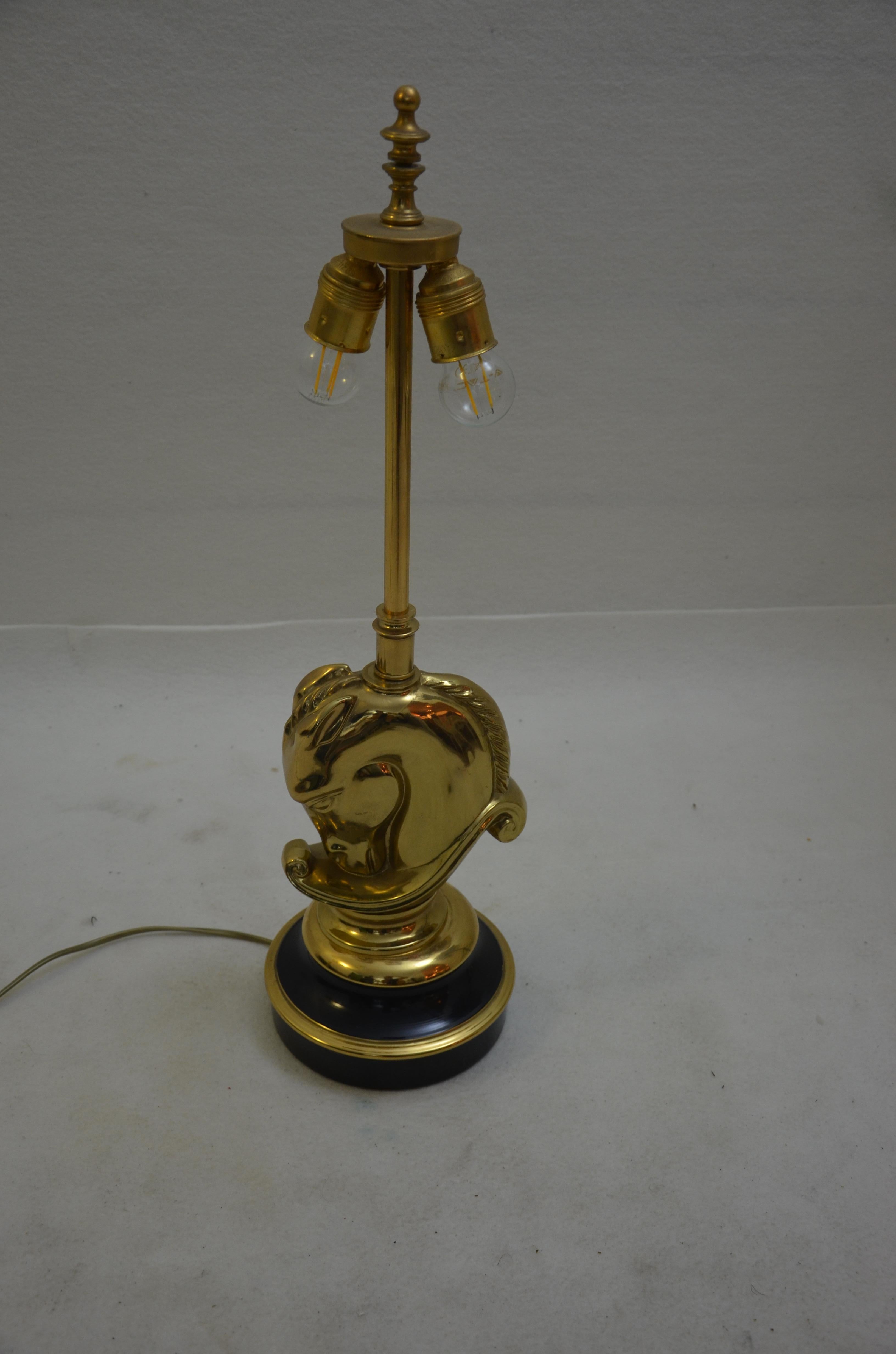 Hollywood Regency Desk Lamp, Brass Horse Head by Deknudt, 1970s 5
