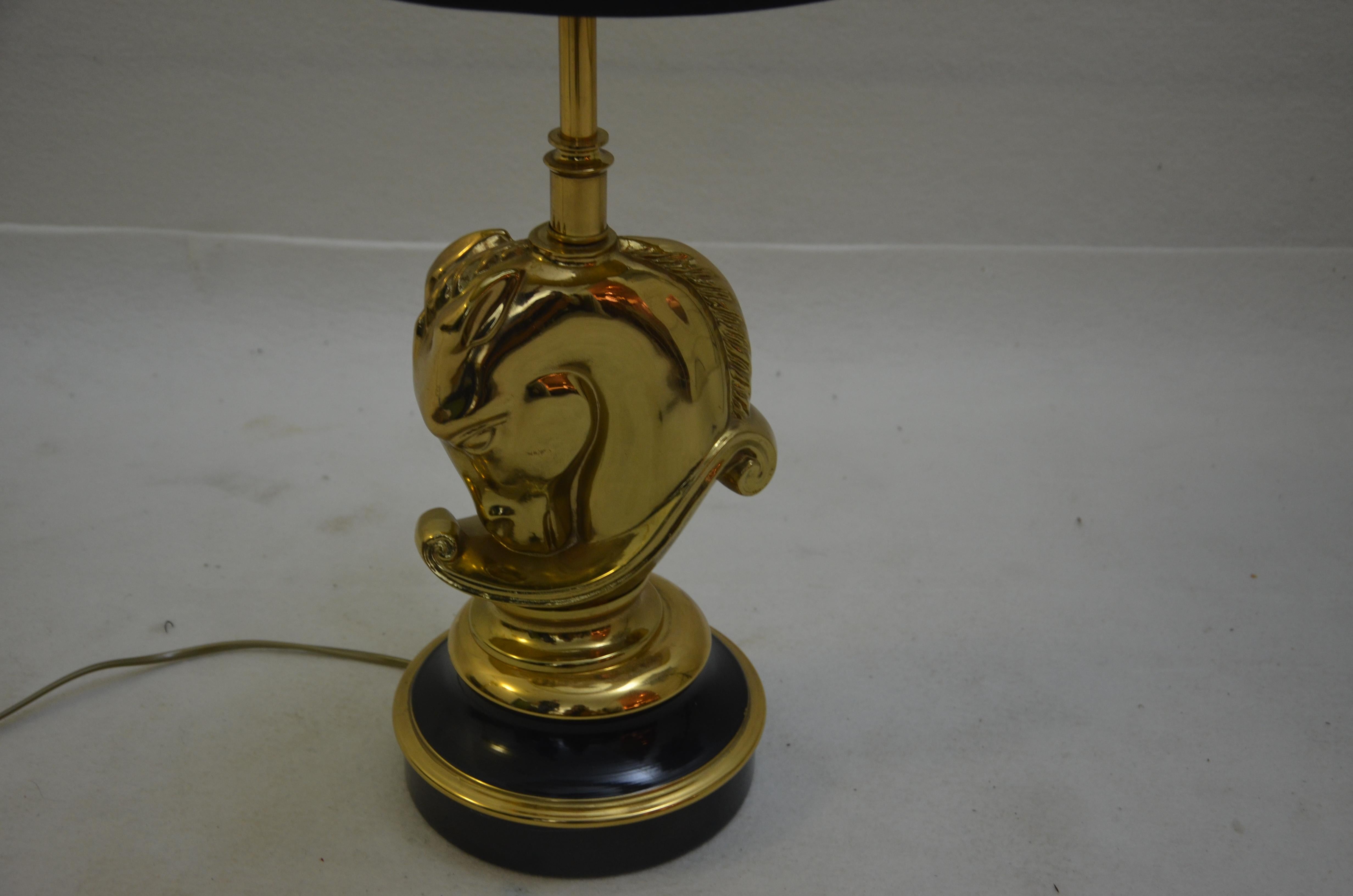 Hollywood Regency Desk Lamp, Brass Horse Head by Deknudt, 1970s In Excellent Condition In Brussels, BE