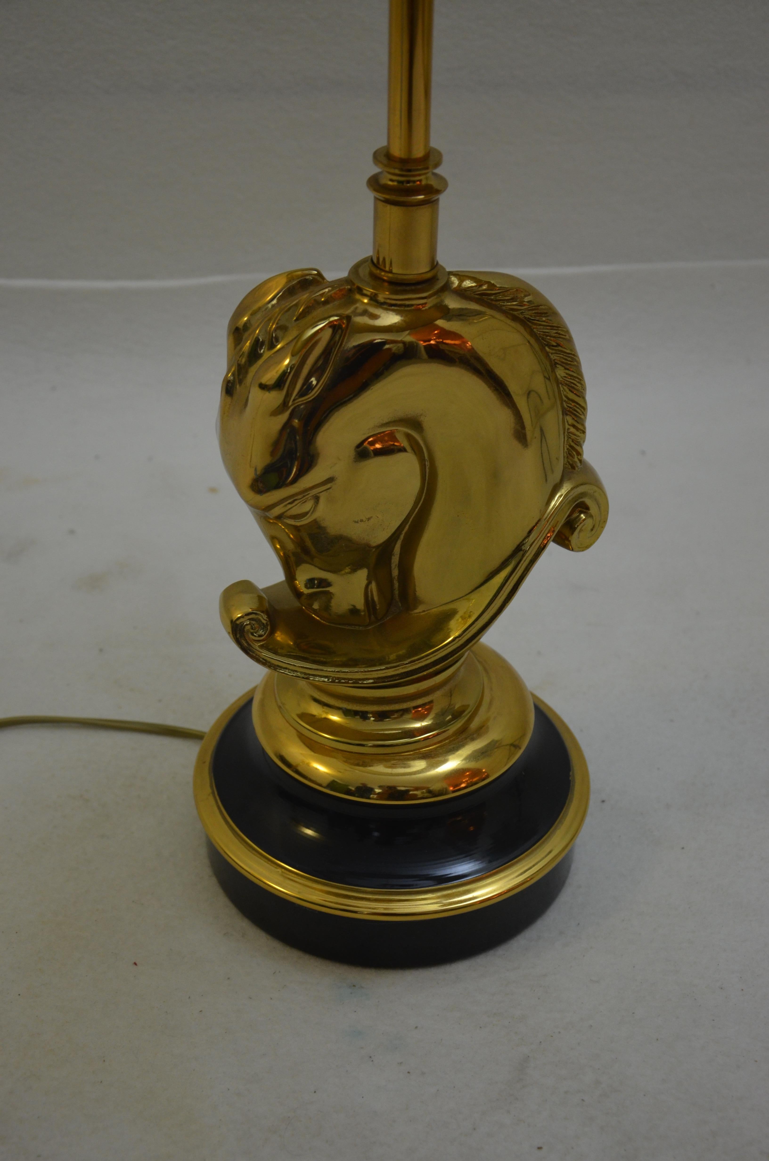 Late 20th Century Hollywood Regency Desk Lamp, Brass Horse Head by Deknudt, 1970s
