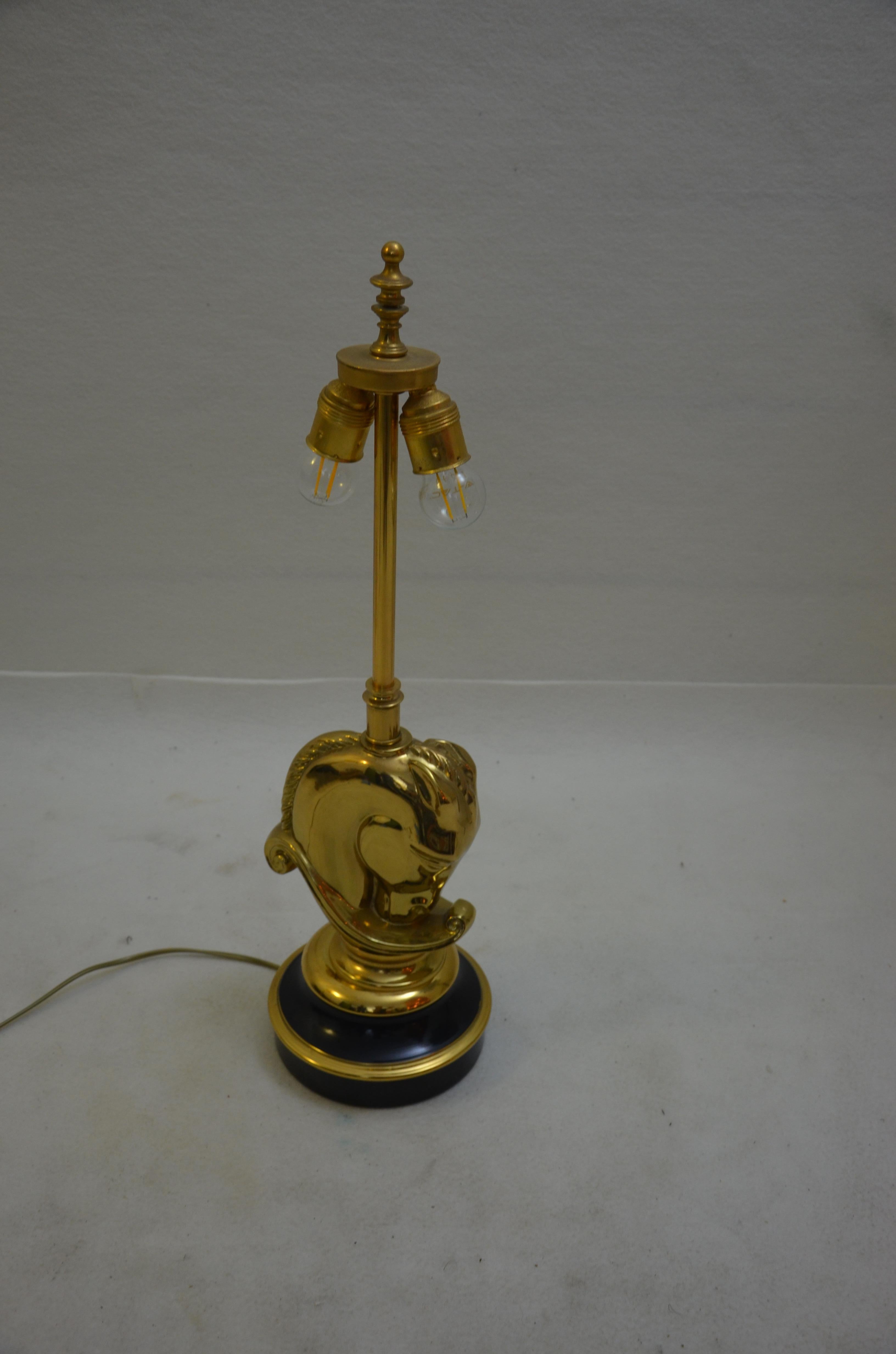 Hollywood Regency Desk Lamp, Brass Horse Head by Deknudt, 1970s 3