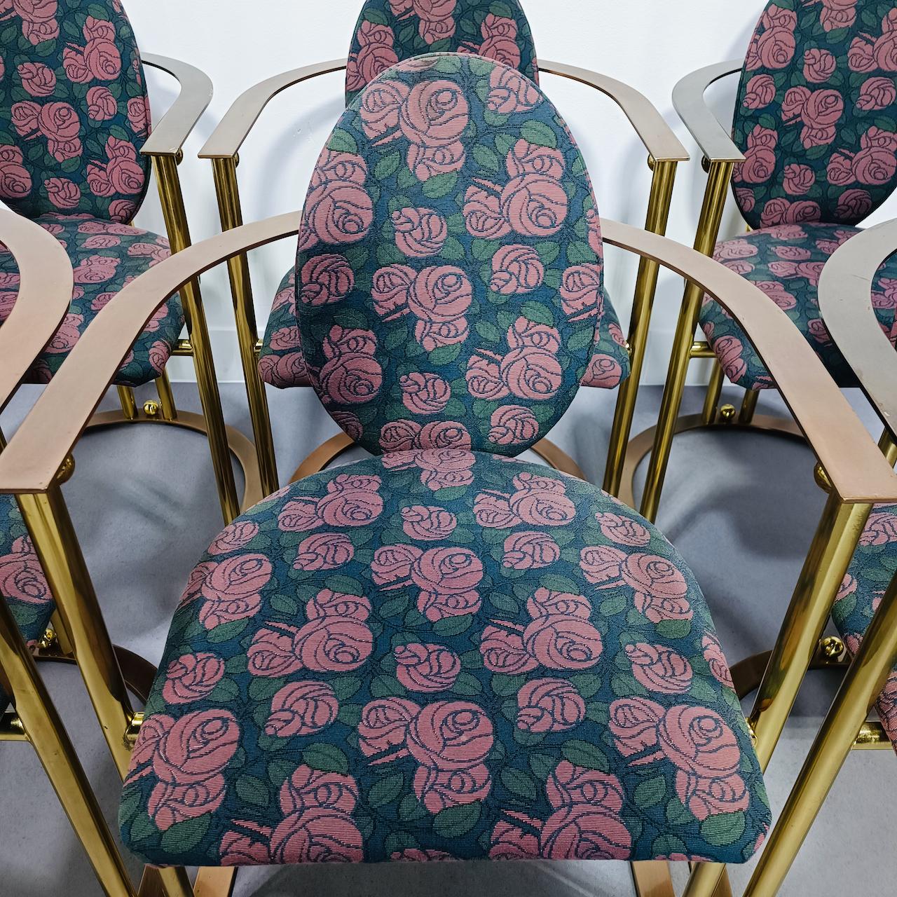 Table de salle à manger et 6 fauteuils Hollywood Regency par Belgo Chrom en vente 4