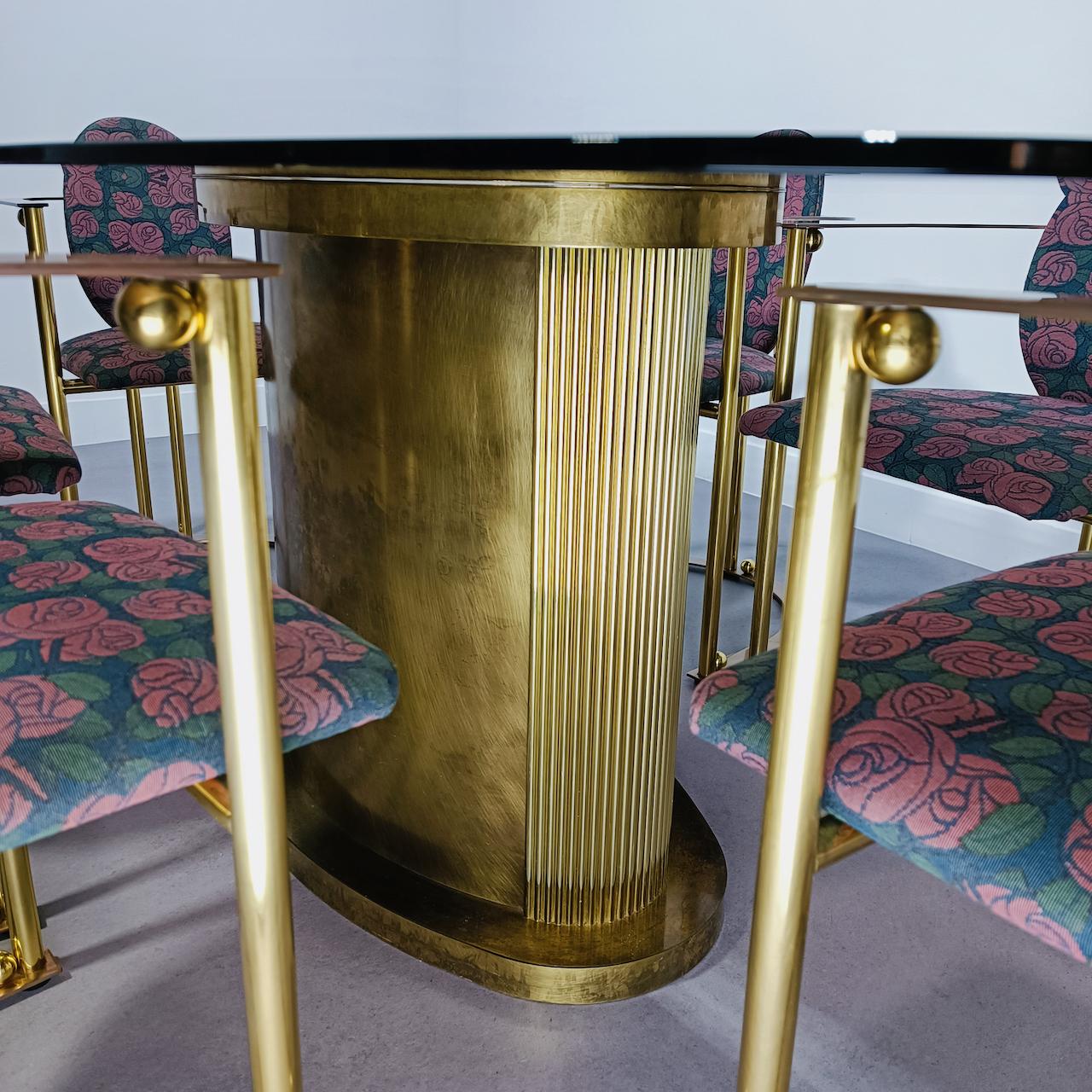 Table de salle à manger et 6 fauteuils Hollywood Regency par Belgo Chrom en vente 9