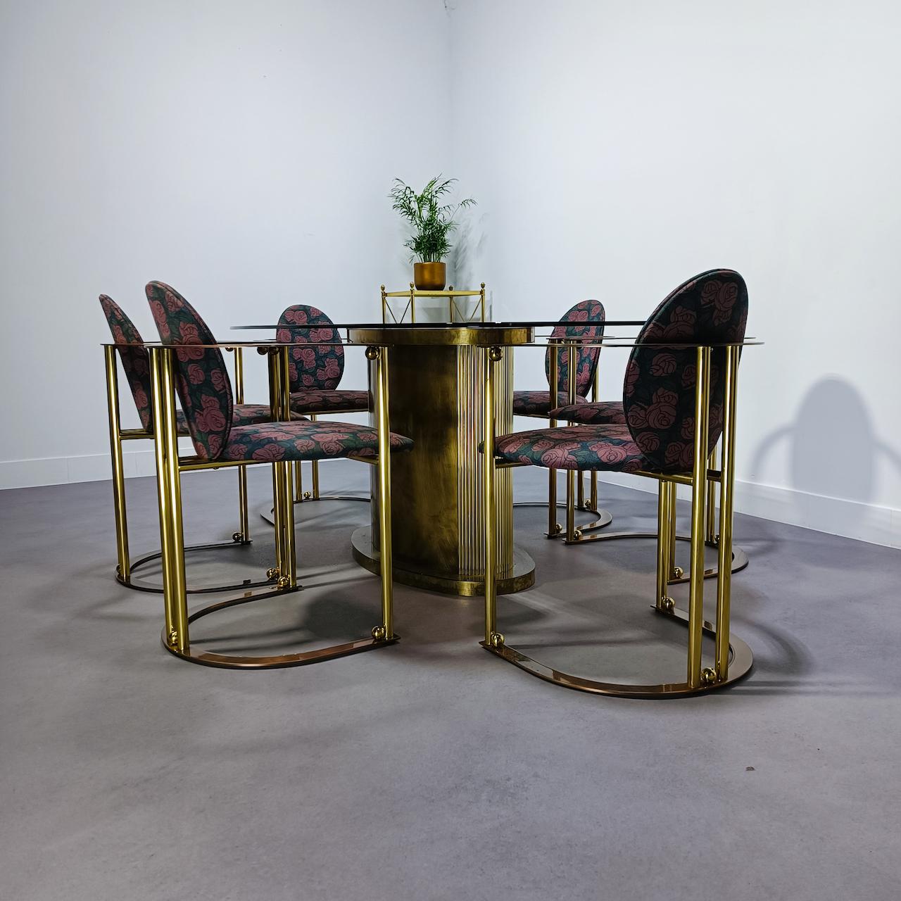 Table de salle à manger et 6 fauteuils Hollywood Regency par Belgo Chrom en vente 13