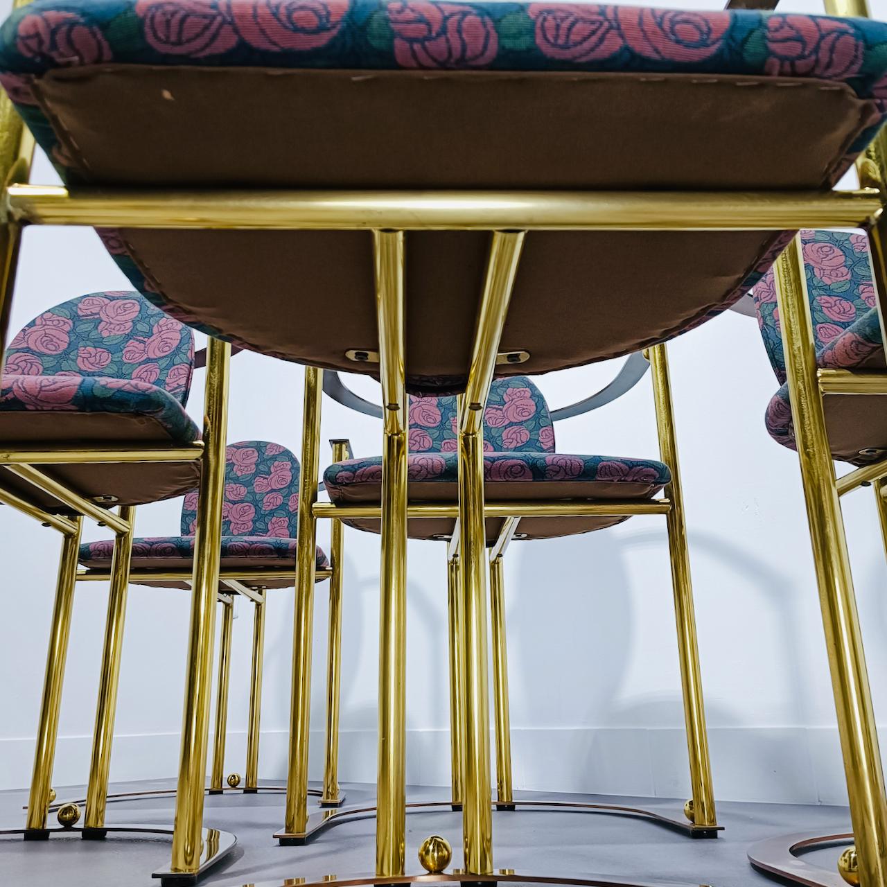 Table de salle à manger et 6 fauteuils Hollywood Regency par Belgo Chrom Bon état - En vente à Zandhoven, BE