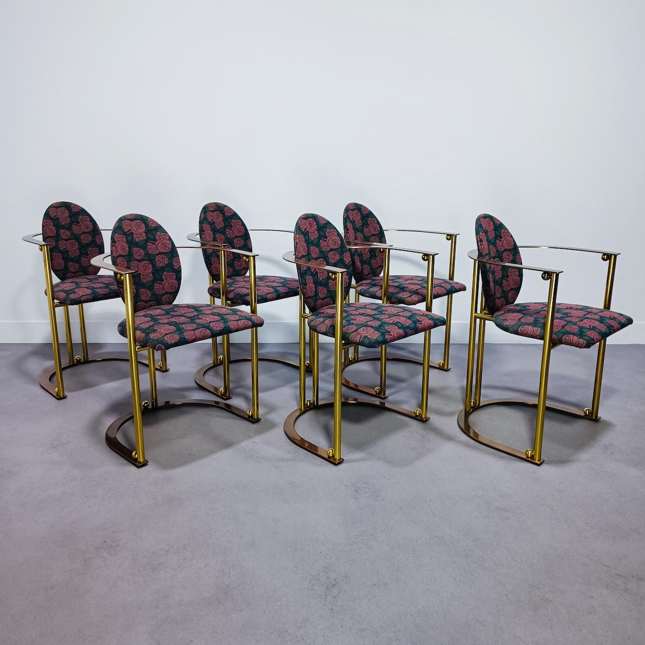 Table de salle à manger et 6 fauteuils Hollywood Regency par Belgo Chrom en vente 1