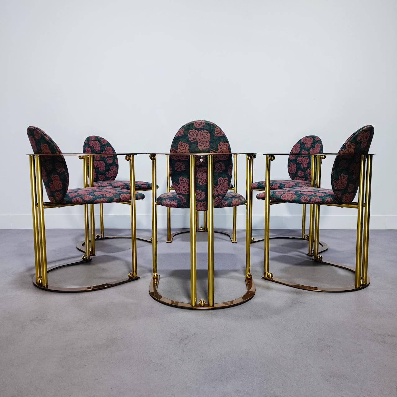 Table de salle à manger et 6 fauteuils Hollywood Regency par Belgo Chrom en vente 2