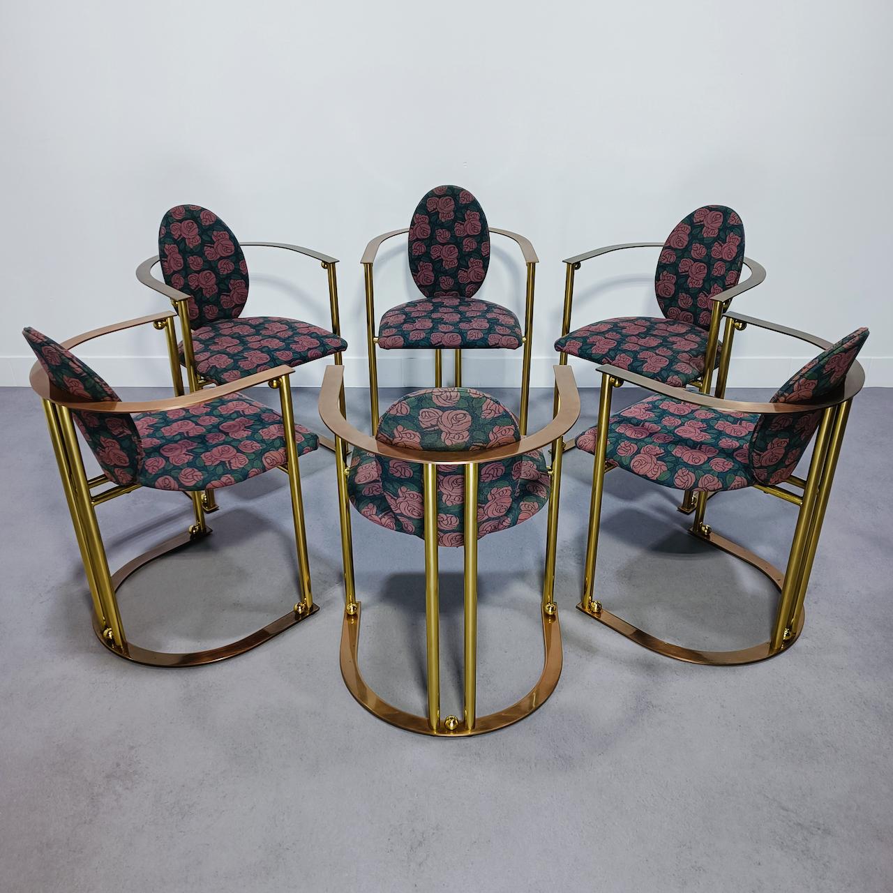 Table de salle à manger et 6 fauteuils Hollywood Regency par Belgo Chrom en vente 3