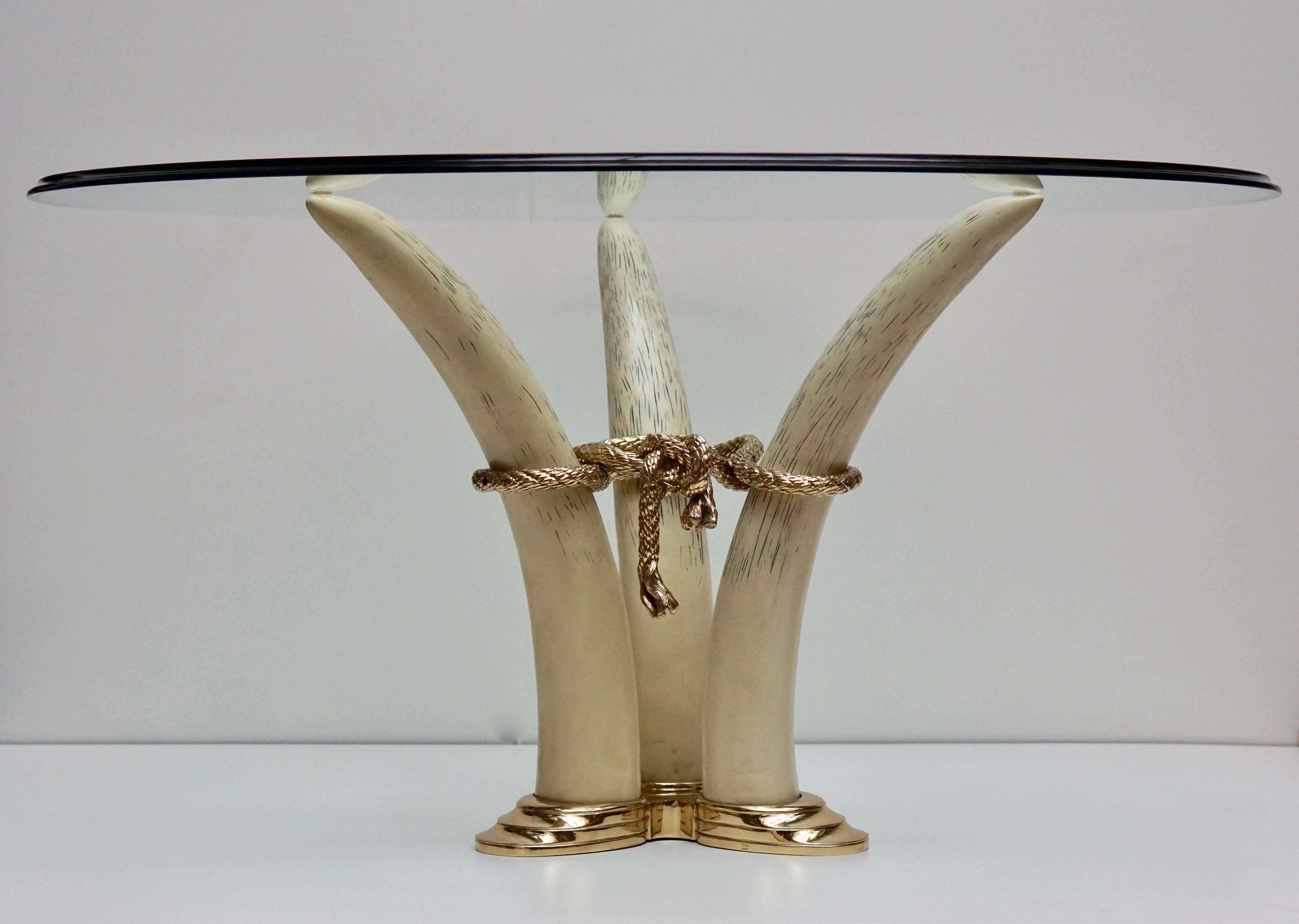 Gilt Hollywood Regency Dining Table by Valenti, Barcelona, Spain, circa 1970-1980 For Sale