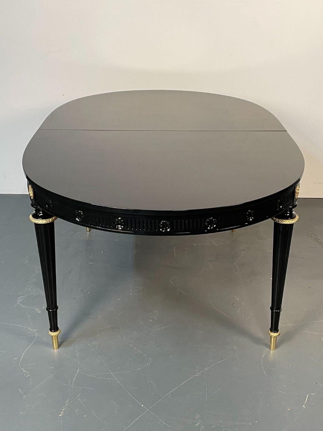 Hollywood Regency Dining Table, Jansen Style, Ebony Lacquer, Hand Carved, Bronze 6