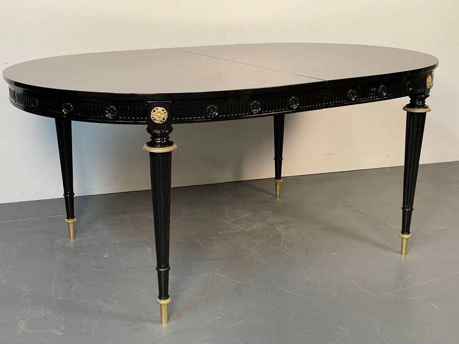 Hollywood Regency Dining Table, Jansen Style, Ebony Lacquer, Hand Carved, Bronze 11